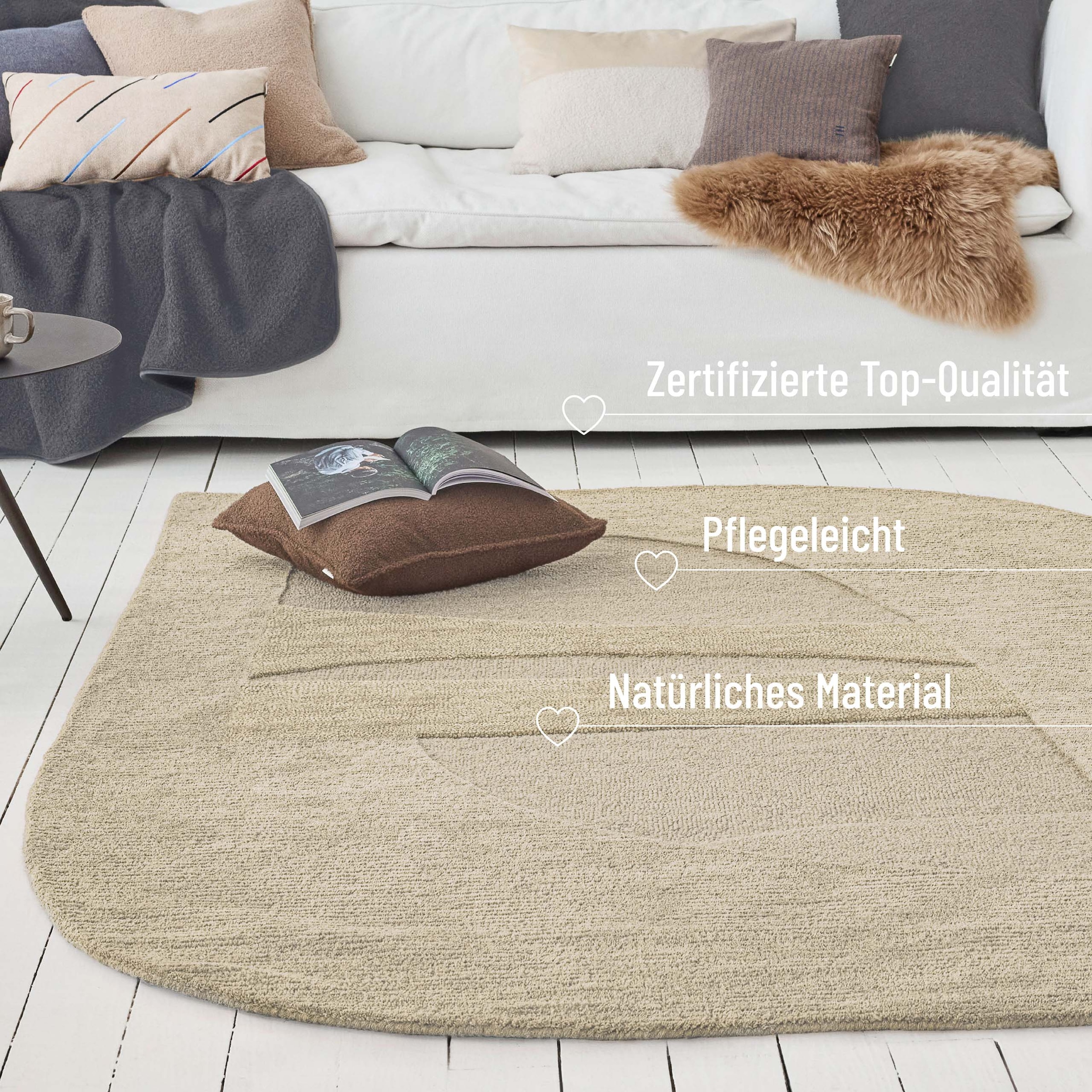 Wecon home Teppich »Dodo« rechteckig 10 mm Höhe Wollteppich, asymmetrisch, hochwertig, handgetuftet, robust, modern