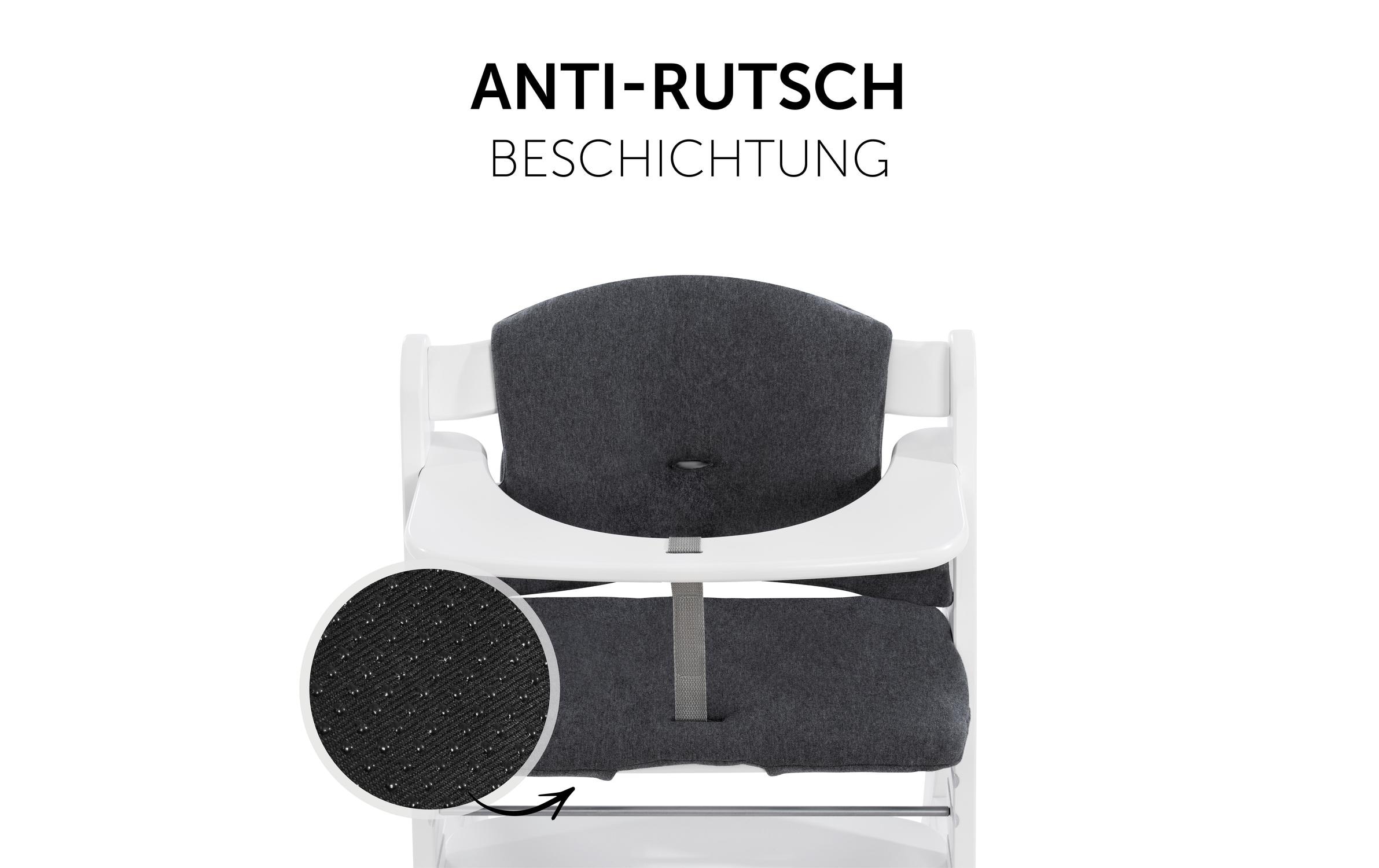 Hauck Housse de siège pour enfant »Select, jersey charcoal« pour la chaise haute en bois ALPHA+ et d'autres modèles
