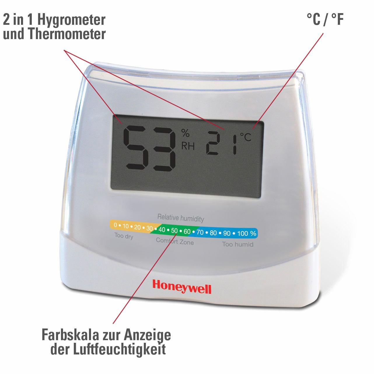 prix Honeywell und à Thermometer HHY70E« »2-in-1 Innenwetterstation bas Hygrometer