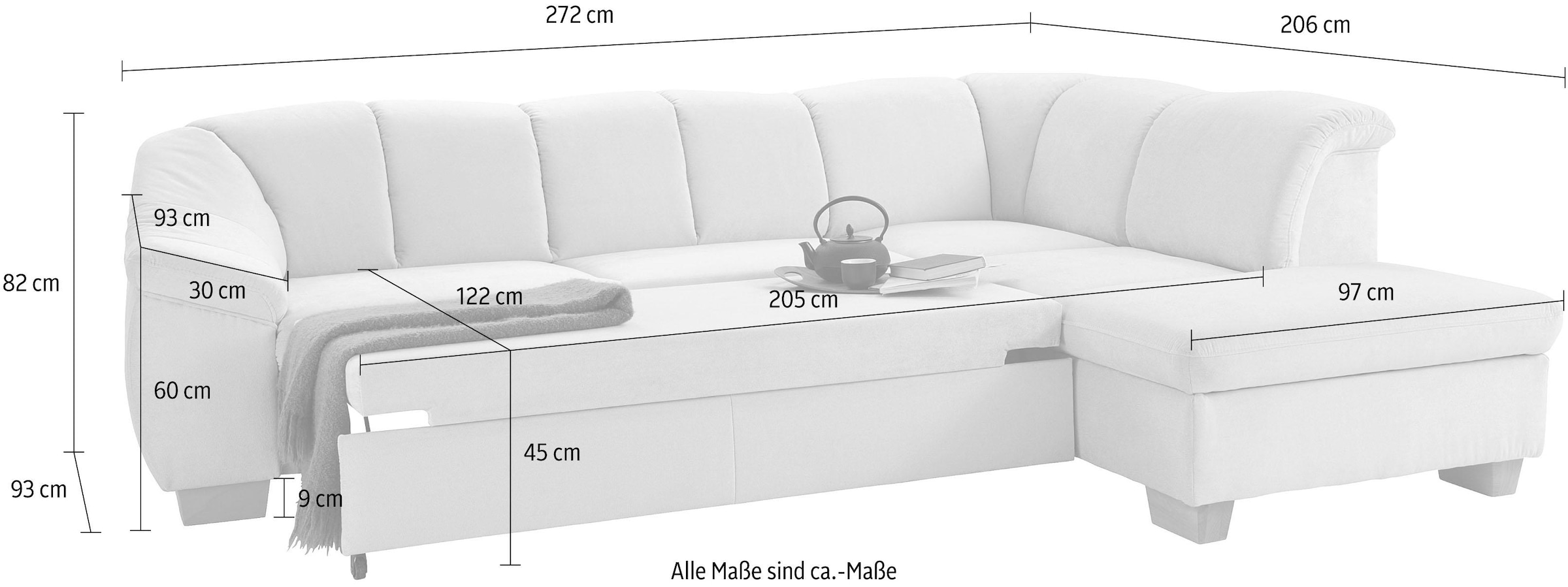 sit&more Ecksofa »Santo L-Form«, mit Federkern, wahlweise mit Bettfunktion und Stauraum