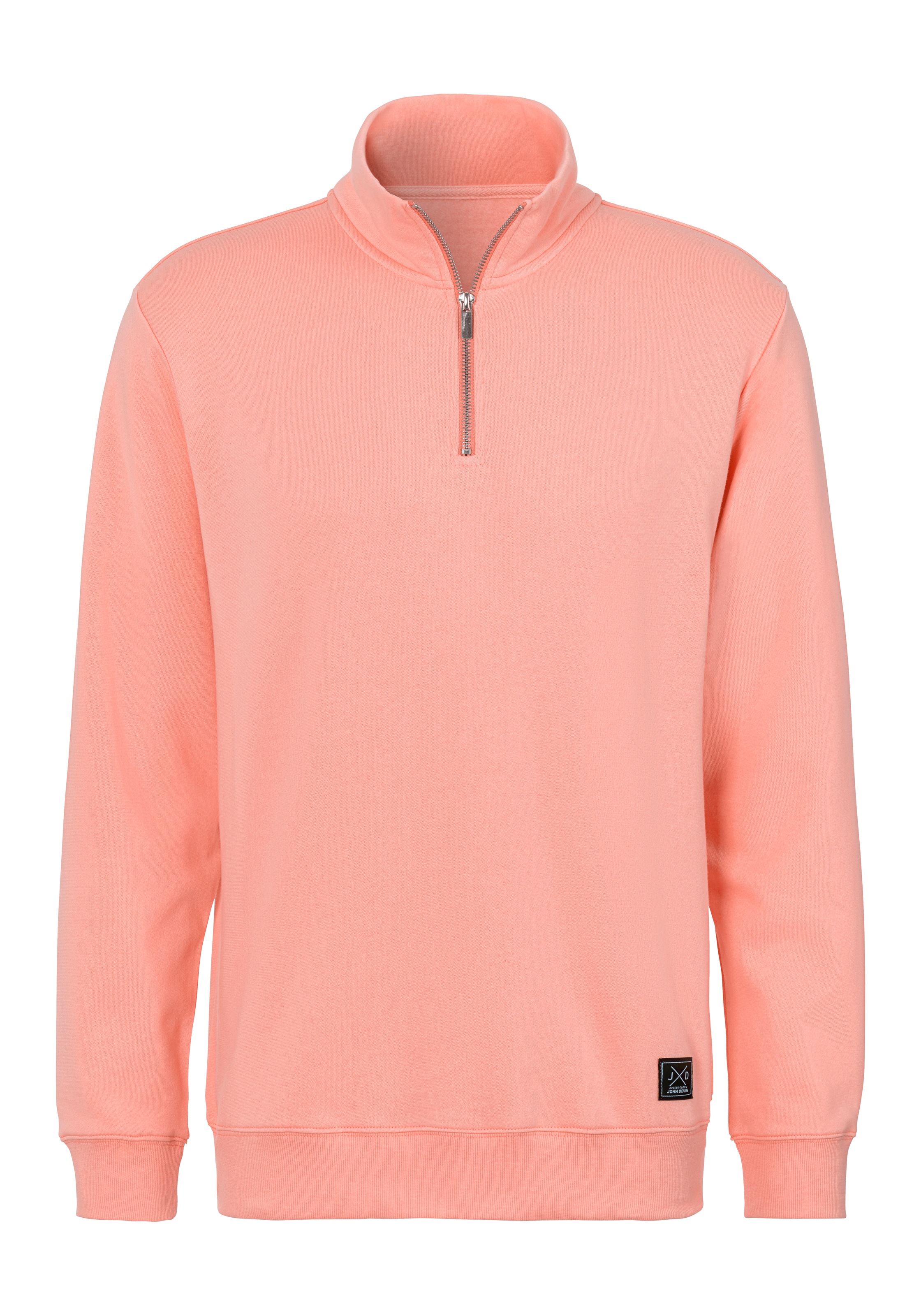 John Devin Sweatshirt, Langarm, Sweatshirt mit Reissverschluss am Stehkragen