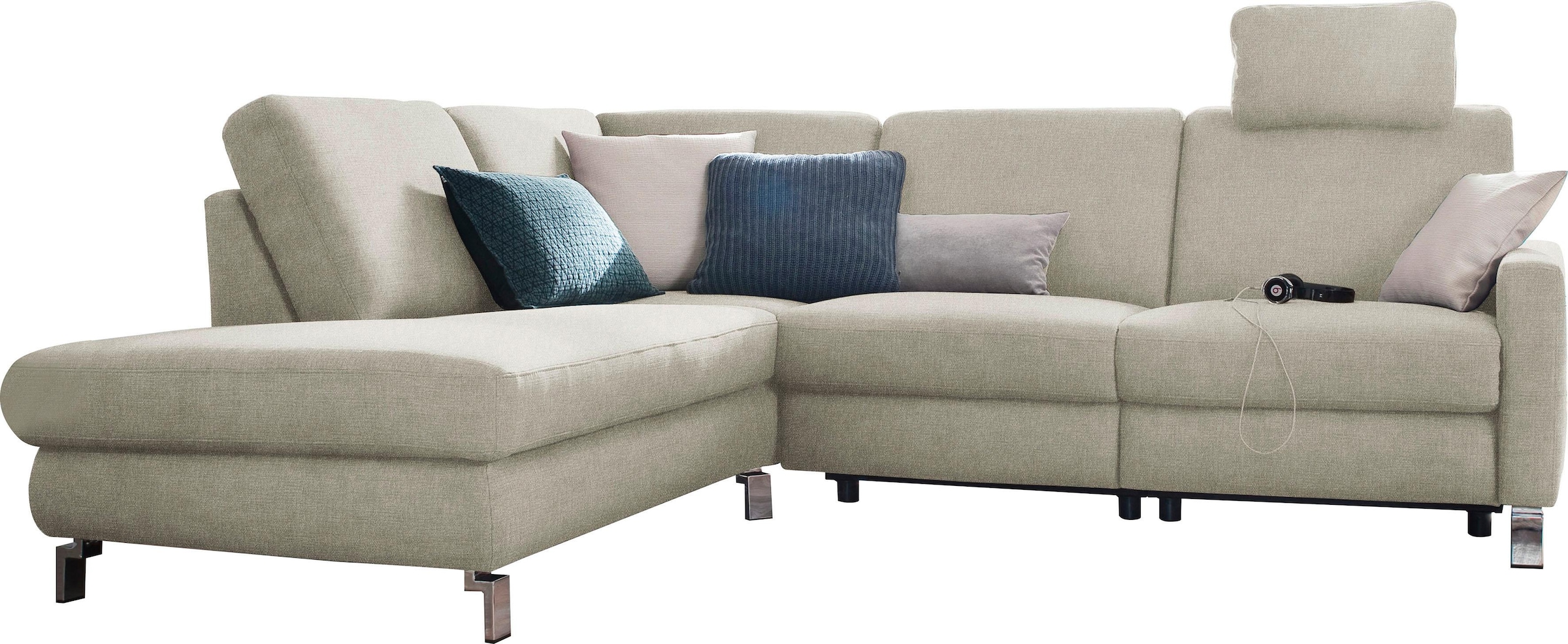 Image of 3C Candy Ecksofa "Mainau modern und elegant, mit gutem Sitzkomfort, Breite 257cm, L-Form" wahlweise mit elektrischer Relaxfunktion, Federkern