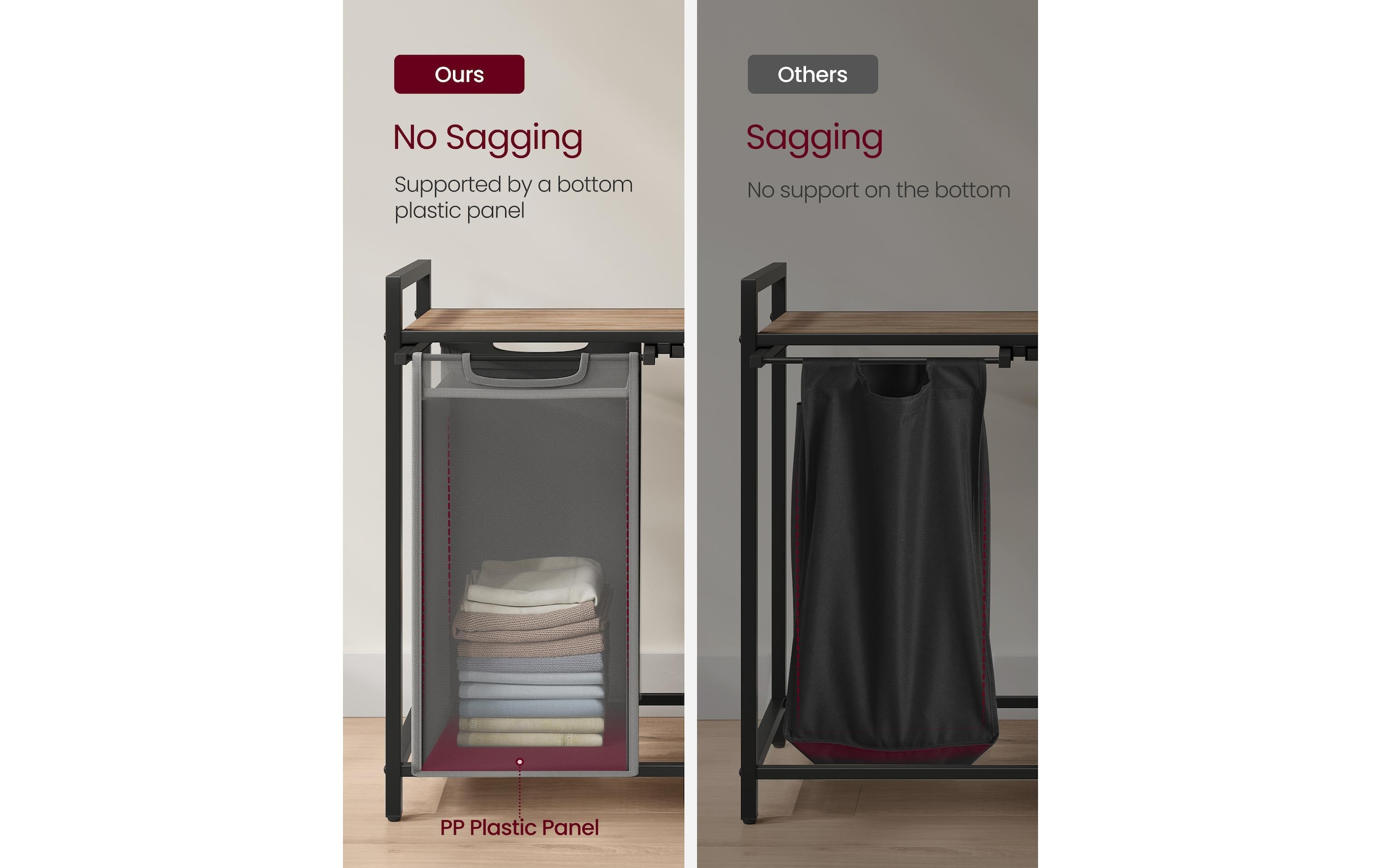 VASAGLE Panier à linge »mit 2 Ablagen 92 l, Grey«