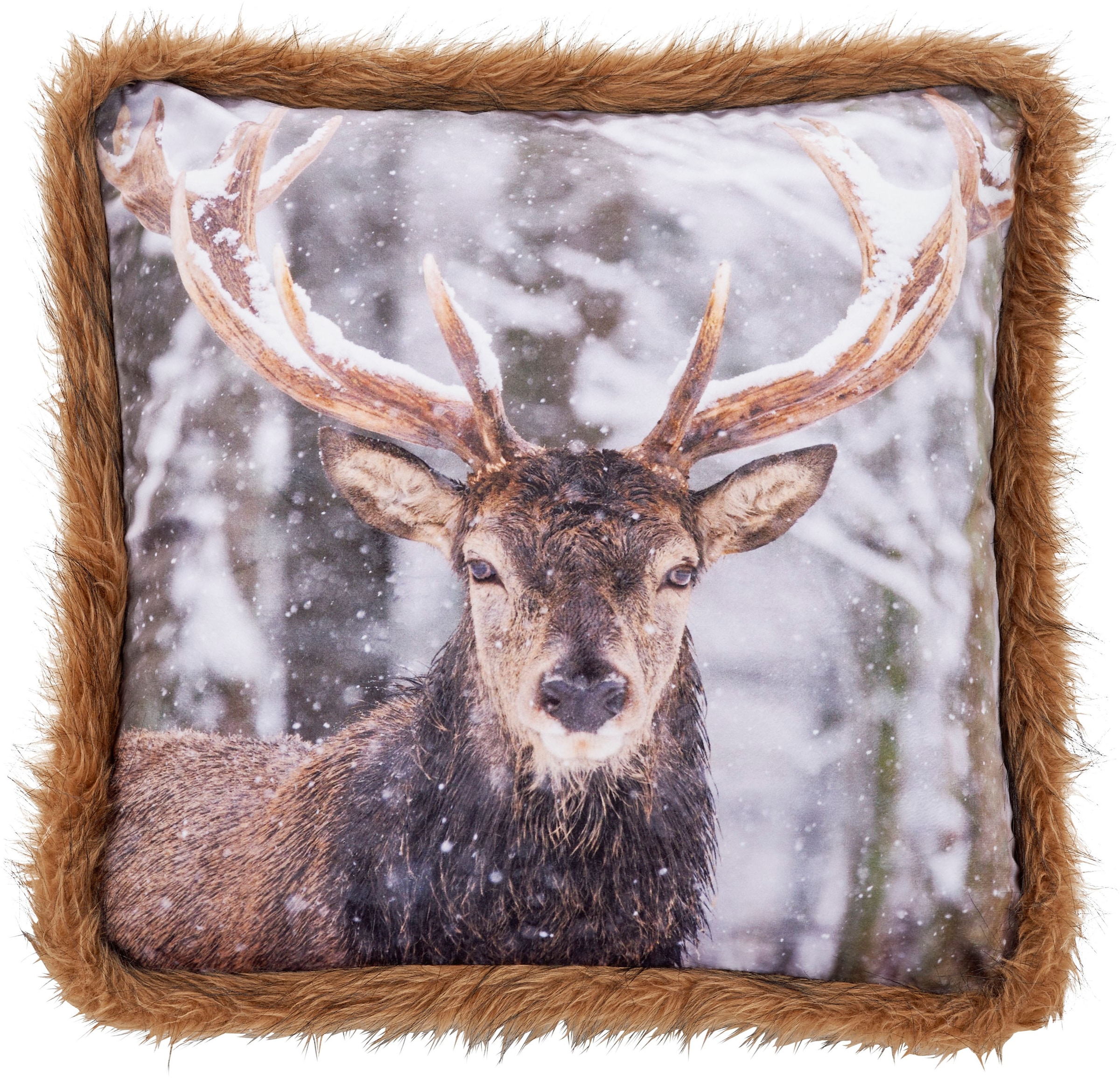 Image of done. Dekokissen "Deer" Bedrucktes Kissen in feinem Samtstoff