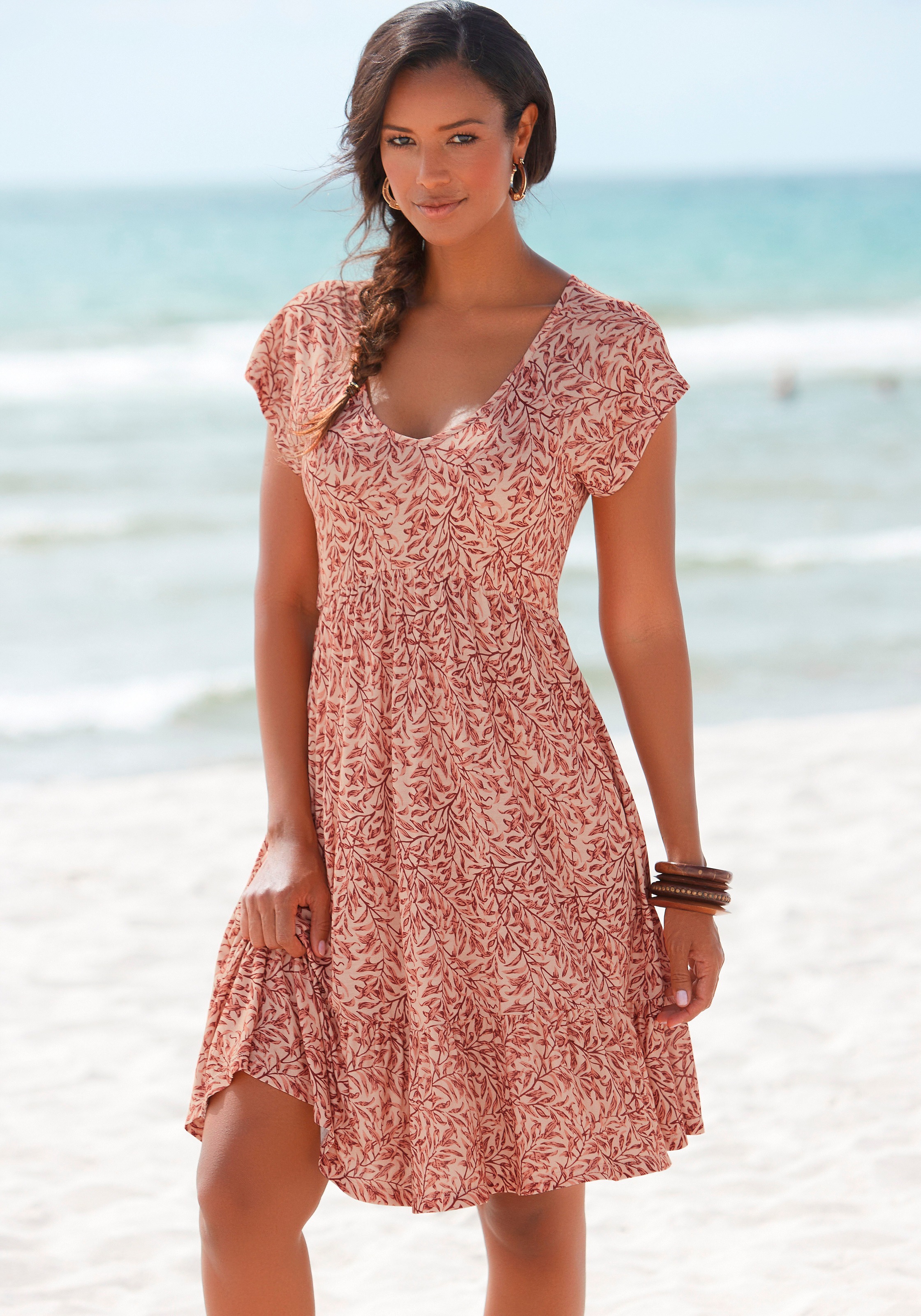 Beachtime Jerseykleid, mit Blätterdruck kaufen