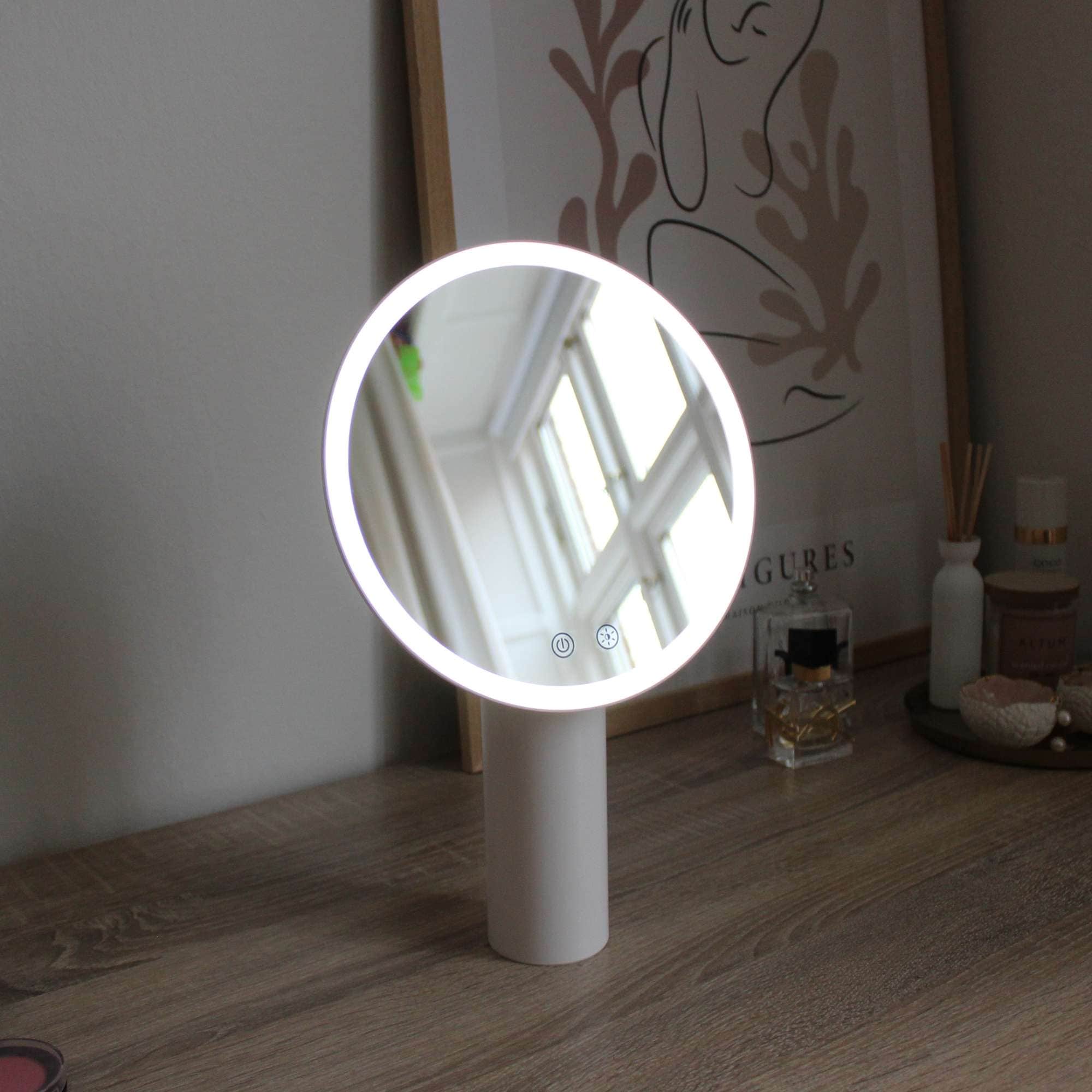 Loevschall Miroir de maquillage »Bridget Kosmetikspiegel mit Licht, stufenlos dimmbar & Touch Steuerung« Kippbar, Lichtfarben wählbar, kabellos, ideal für Bad und Schlafzimmer