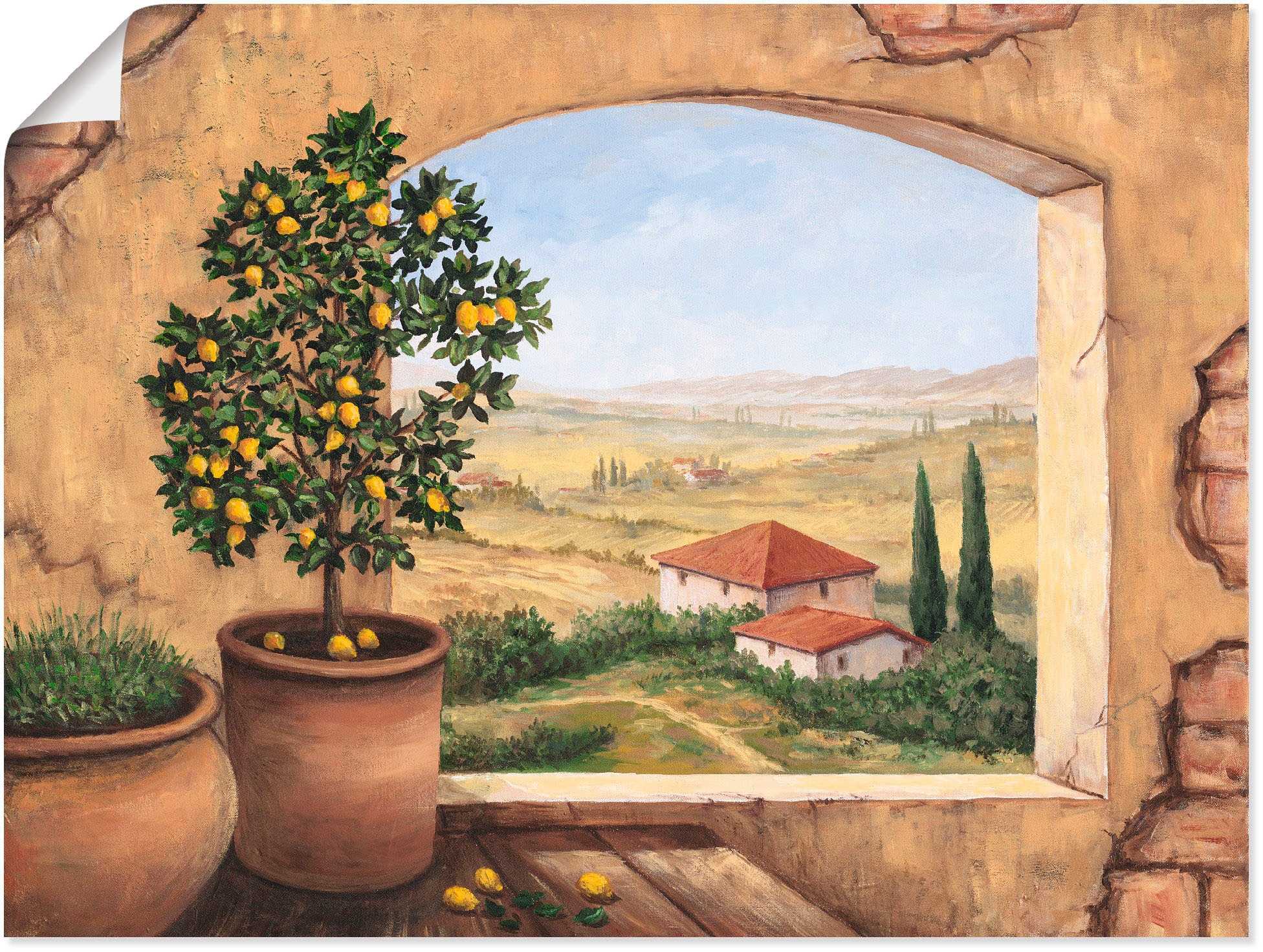 Artland Wandbild »Fenster in der Toskana«, Fensterblick, (1 St.), als  Alubild, Leinwandbild, Wandaufkleber oder Poster in versch. Grössen