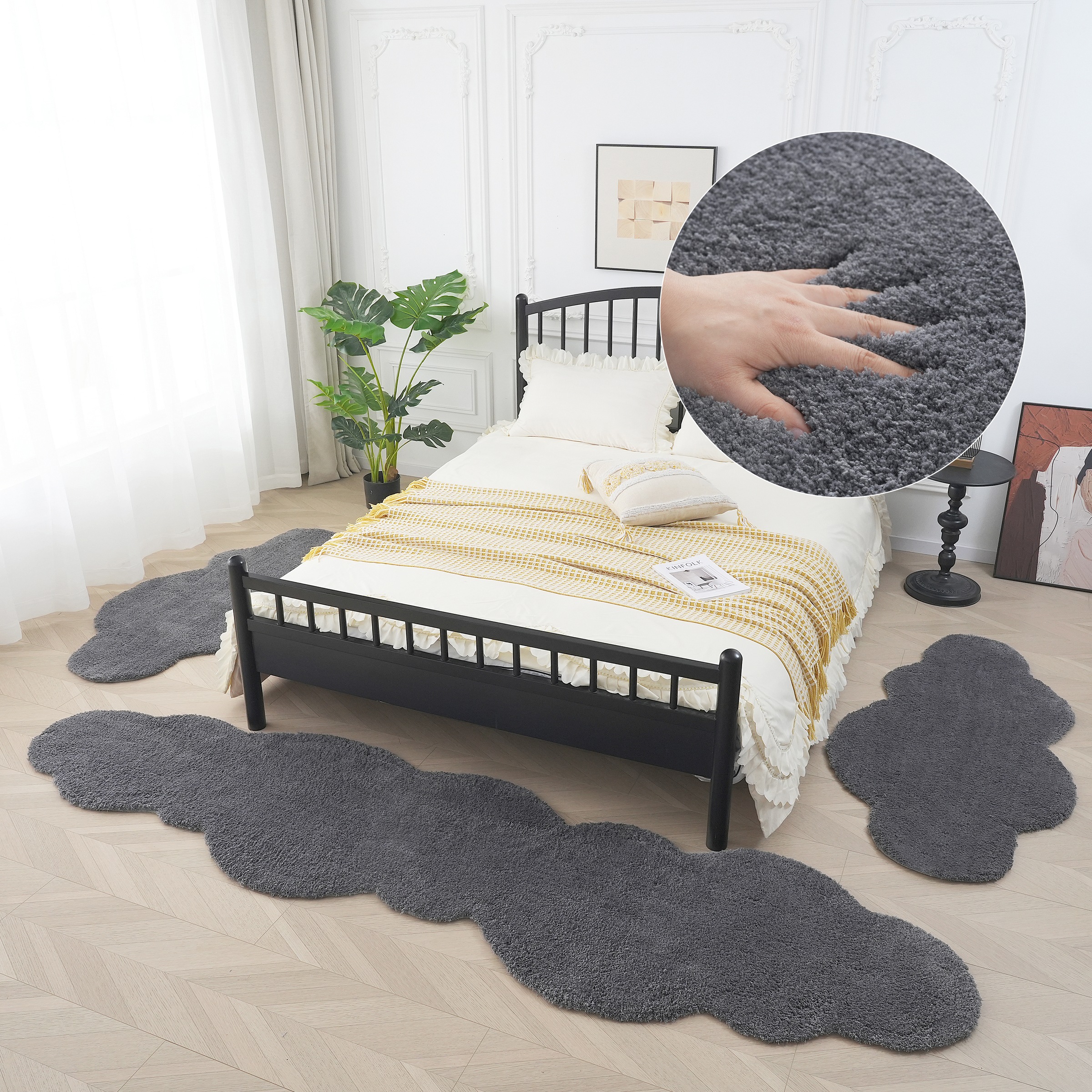 OTTO home Bettumrandung "Microfaser Teppich Magong, besonders weich, sehr feiner Flor" Höhe 25 mm 3 tlg. Wolkenform, uni Bettvorleger, Läufer-Set, Schlafzimmer, Kinderzimmer