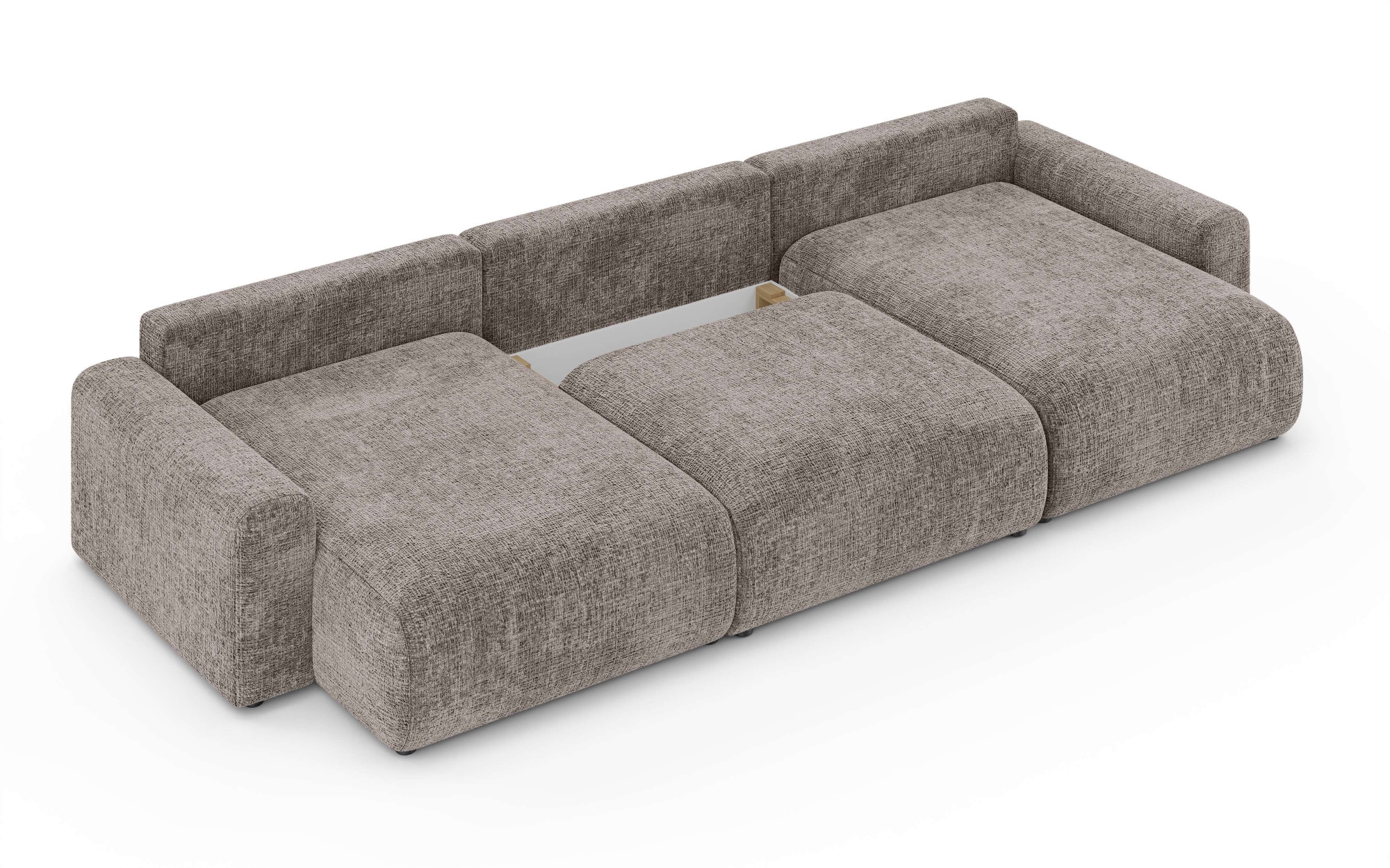 Home affaire Wohnlandschaft »LAKESIDE mit Bettfunktion und Bettkasten, Masse B/T/H: 332,5/142/84 cm«, U‑Form mit vielen Kissen und Wellenunterfederung
