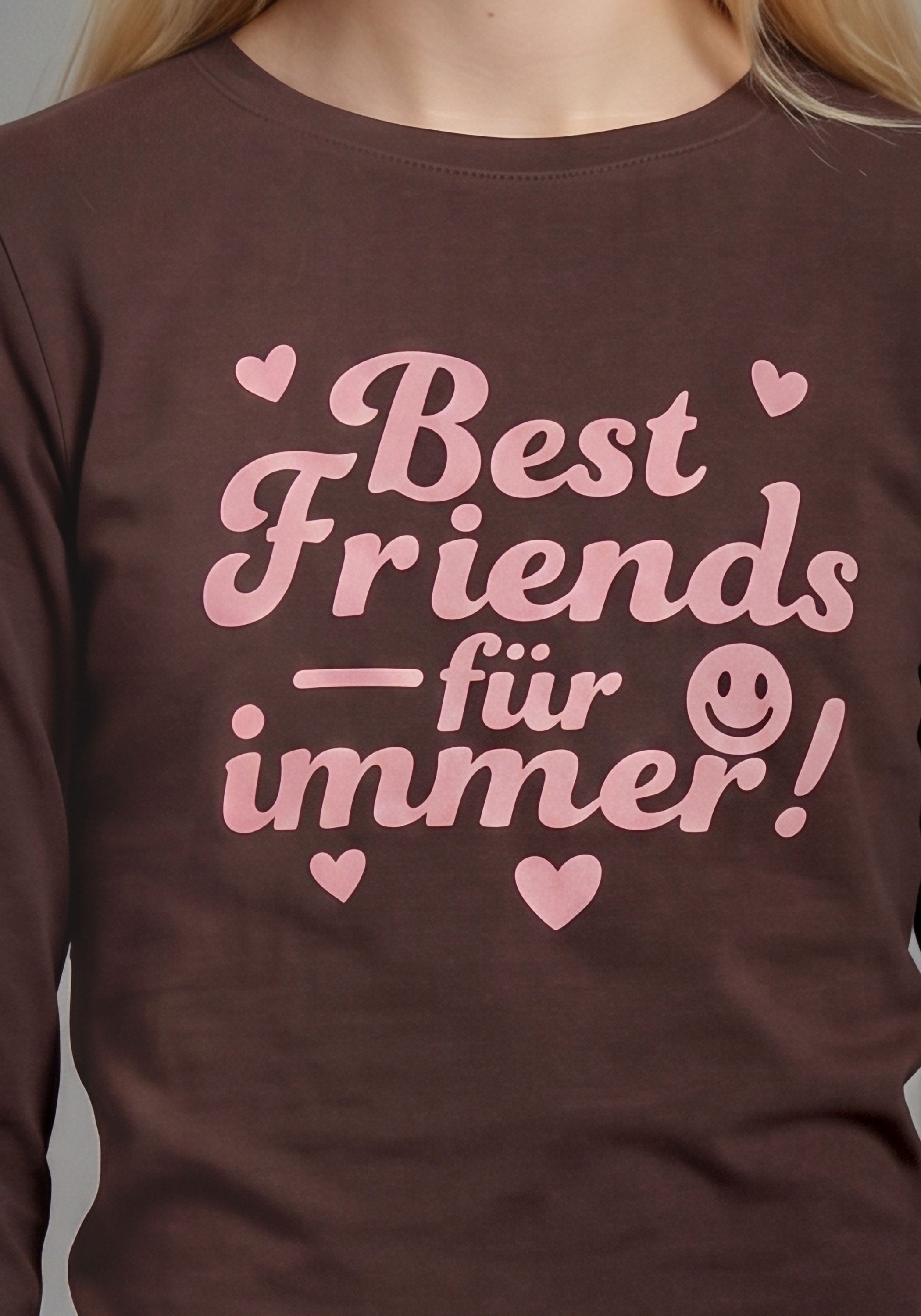 KIDSWORLD T-shirt à manches longues »Slogan Shirt: BEST FRIENDS - für immer!« T-shirt à slogans pour meilleures amies, coupe à la hauteur des hanches, style basique