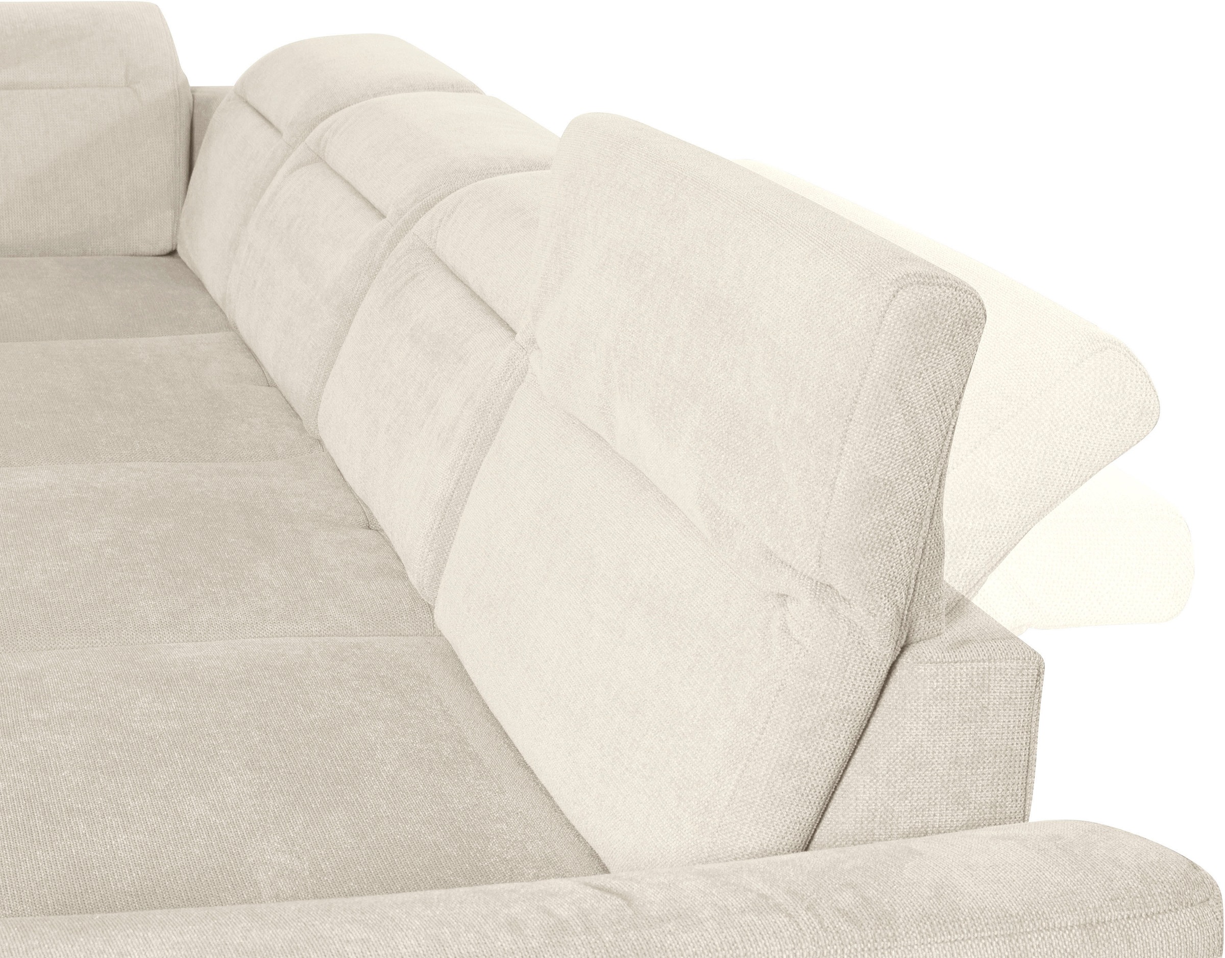 sit&more Wohnlandschaft »Percy U-Form«, 12 cm Fusshöhe, Sitztiefenverstellung, wahlweise in 2 Fussfarben