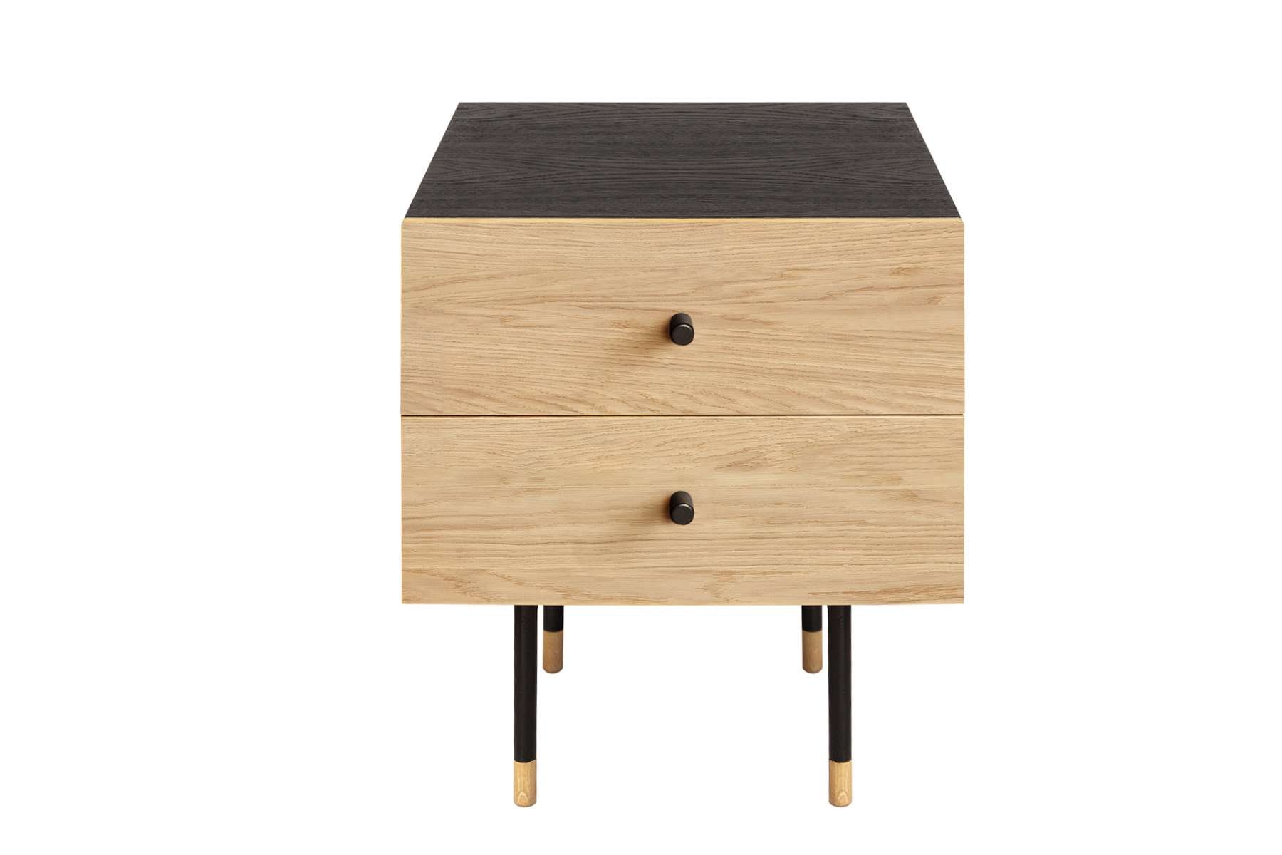Woodman Nachtkommode »Jugend«, Echtholzfurnier aus Eiche, Breite 53 cm, mit Schubladen, Metallfüsse