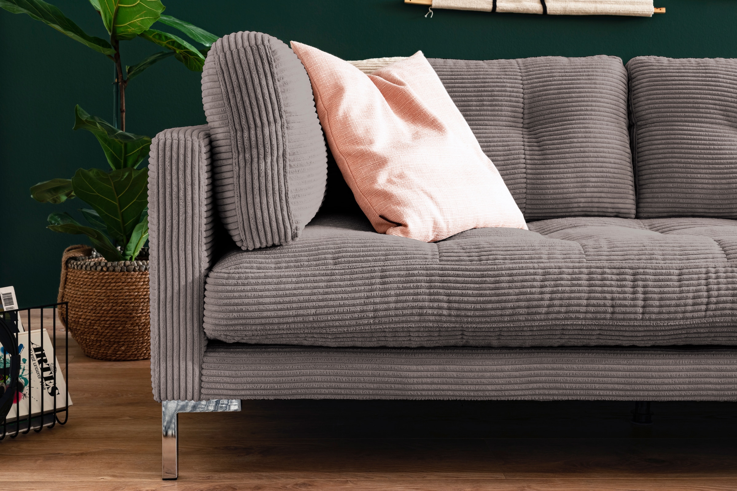 Trends by HG Ecksofa »Landau L-Form«, in Cord-Stoff mit Metallfuss