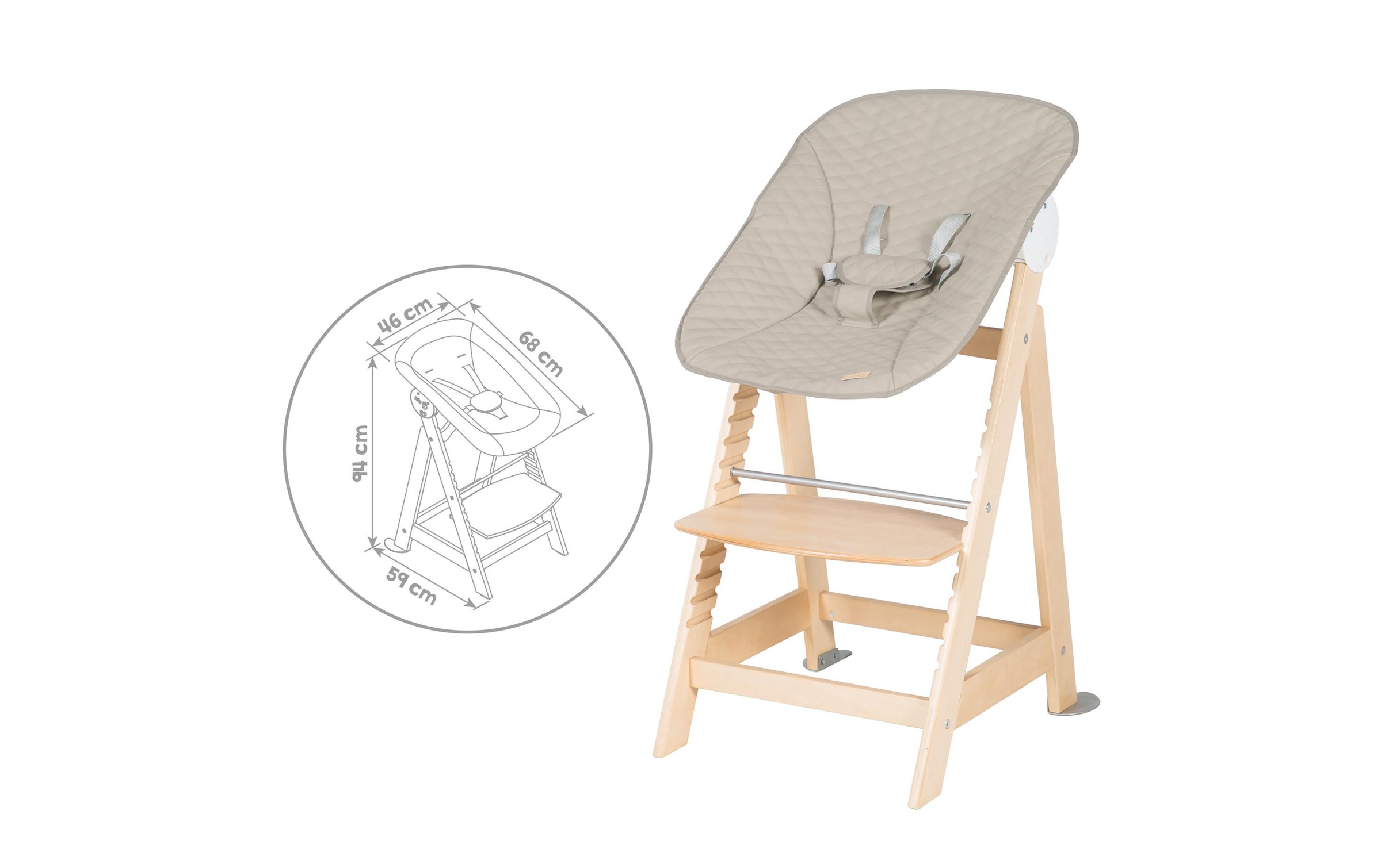 roba® Hochstuhl »Born up Set 2-in-1 Natur, Greyish gesteppt«