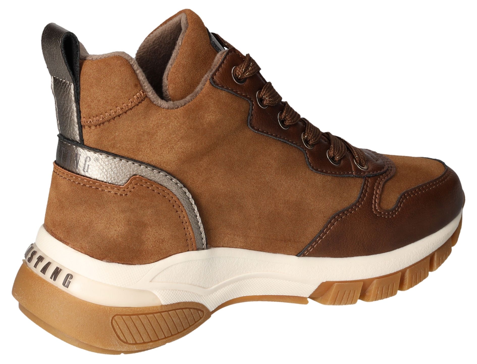 Mustang Shoes Schnürboots, High Top Sneaker, Stiefelette mit zusätzlichem Reissverschluss
