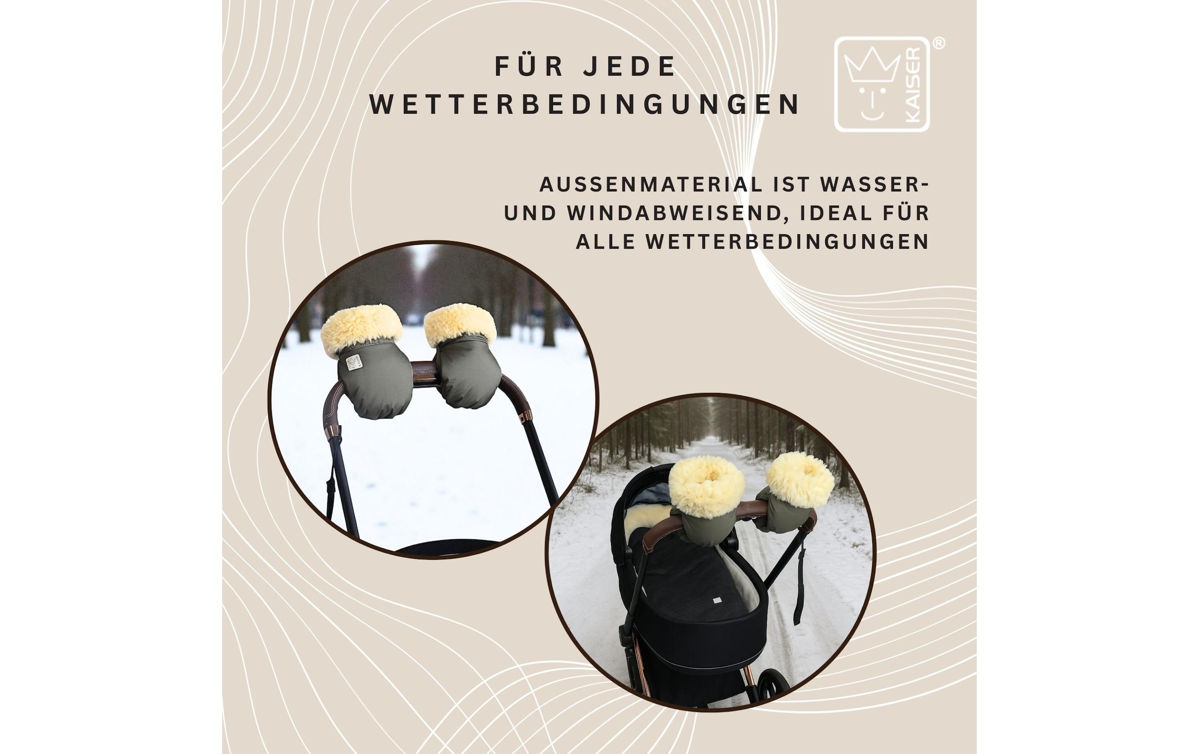 Kaiser Chauffe-mains pour poussette »Handschuh Reflect Kiwa«