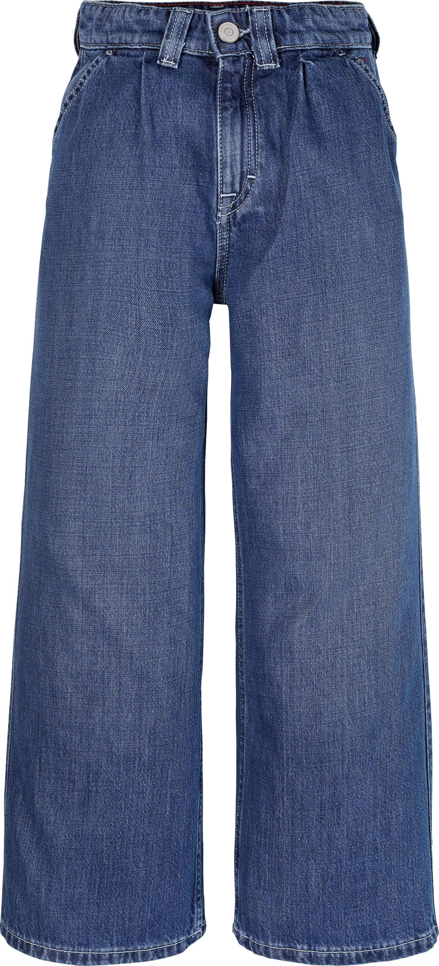 Tommy Hilfiger Weite Jeans »MABEL PLEATS MID BLUE WASH«, in mittelblauer Waschung, mit Logo-Badge