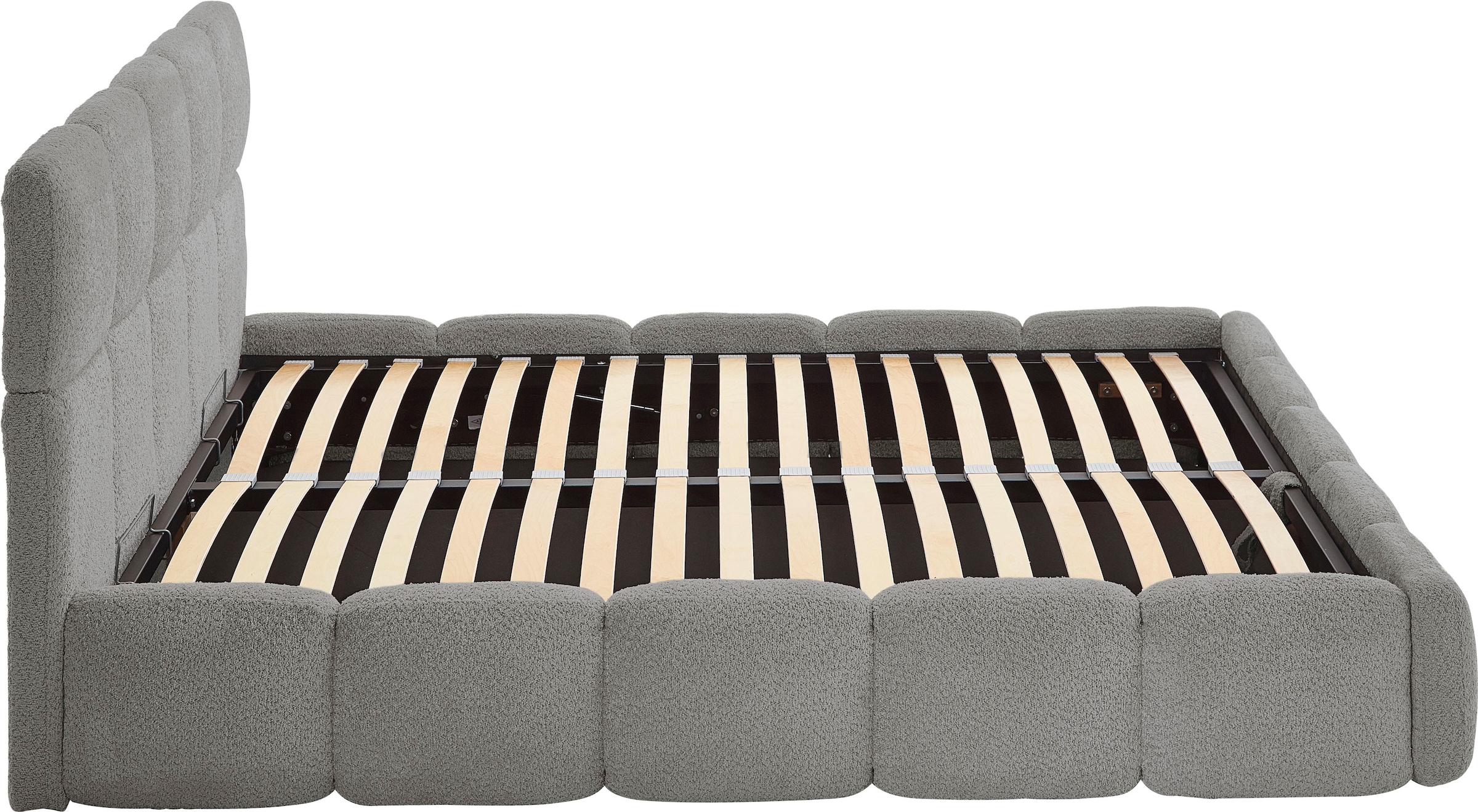 ATLANTIC home collection Polsterbett »"Jane" mit grossen Stauraum«, luxurious gepolstertes Kopfteil und Rahmen, Bezug mit Bouclécharakter