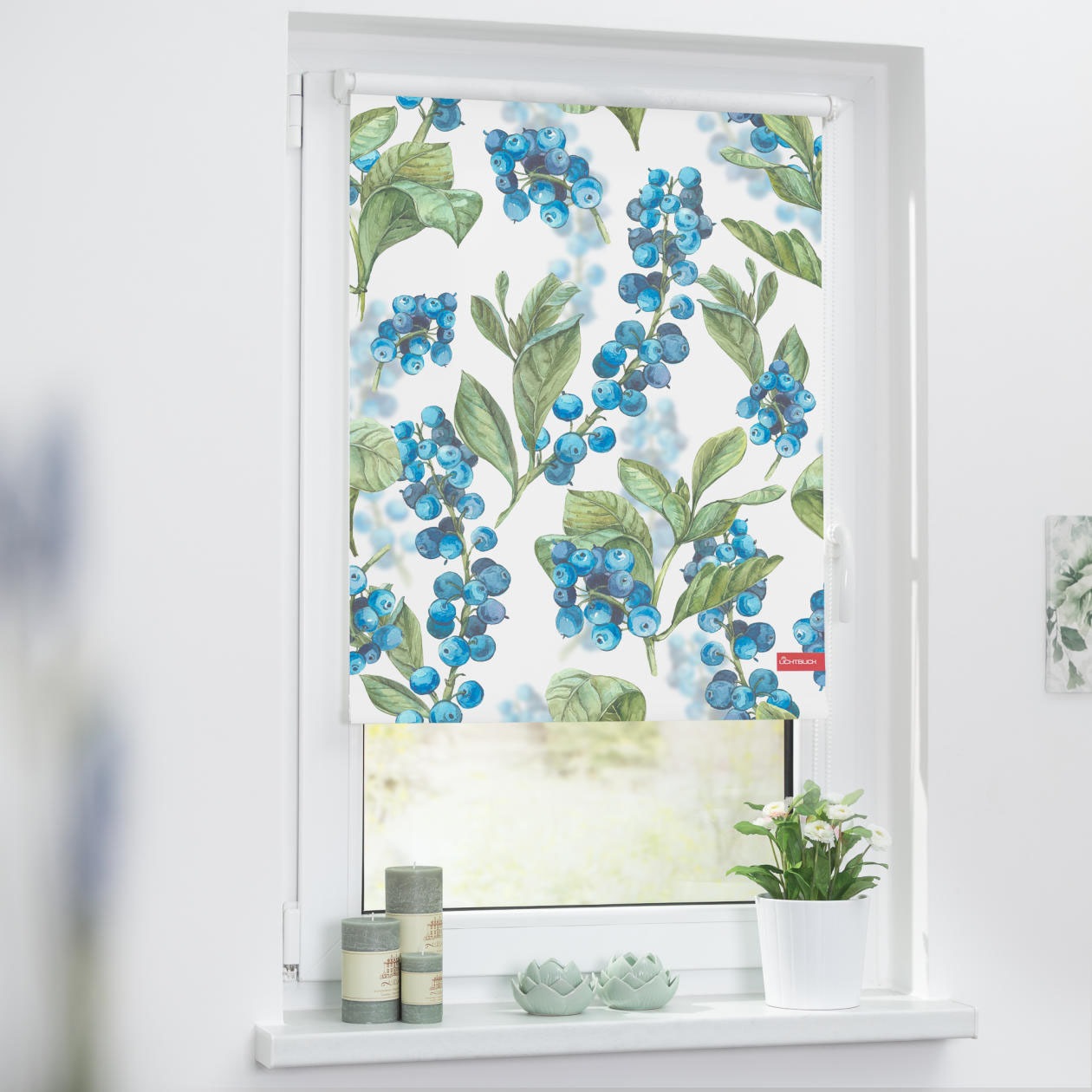 Image of LICHTBLICK ORIGINAL Seitenzugrollo »Rollo Klemmfix, ohne Bohren, Verdunkelung, Heidelbeere - Blau Grün«, verdunkelnd, Verdunkelung-energiesparend, freihängend bei Ackermann Versand Schweiz