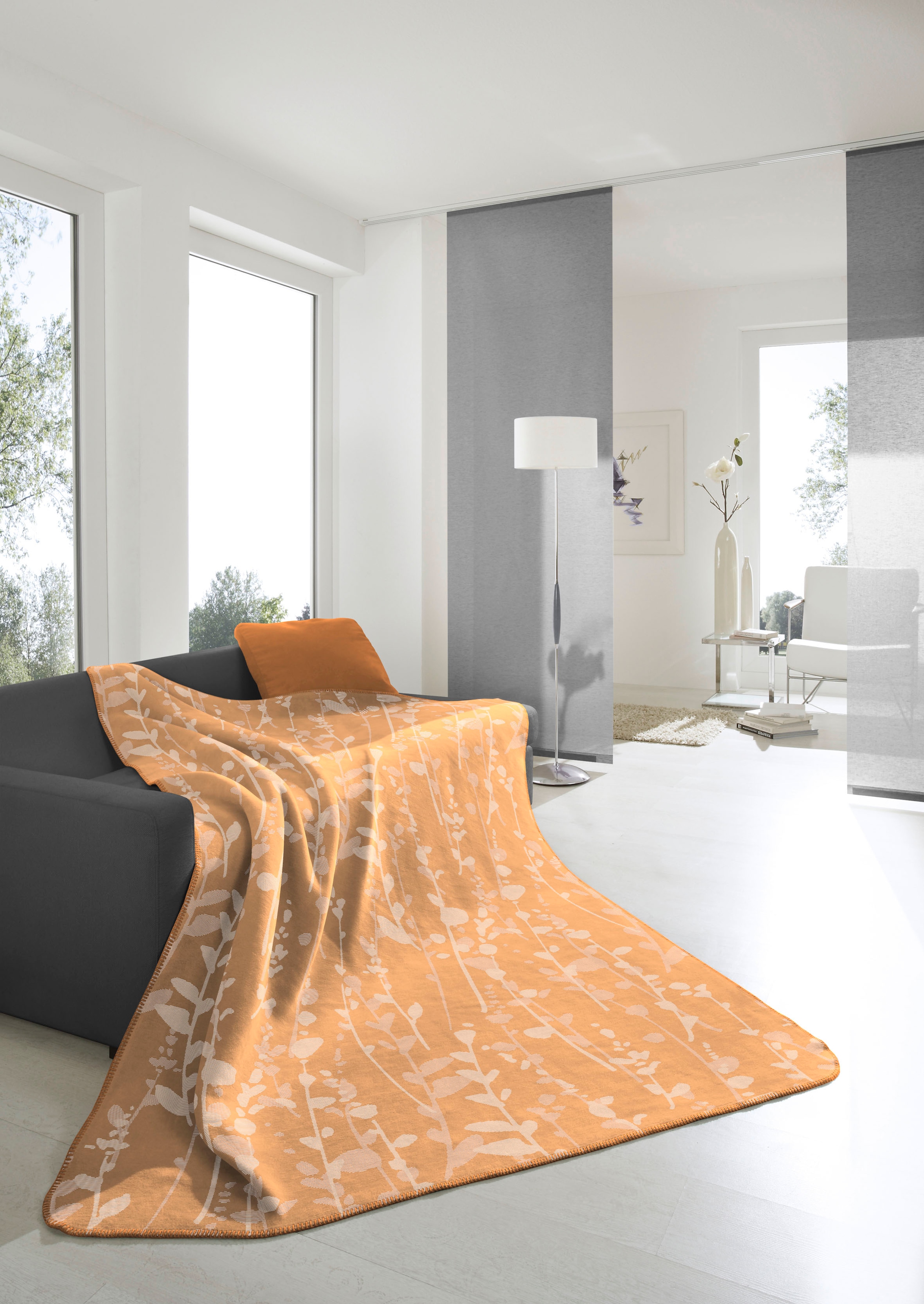 Biederlack Wohndecke »Eucalyptus«, mit Eukalyptusblätter-Dessin, Kuscheldecke