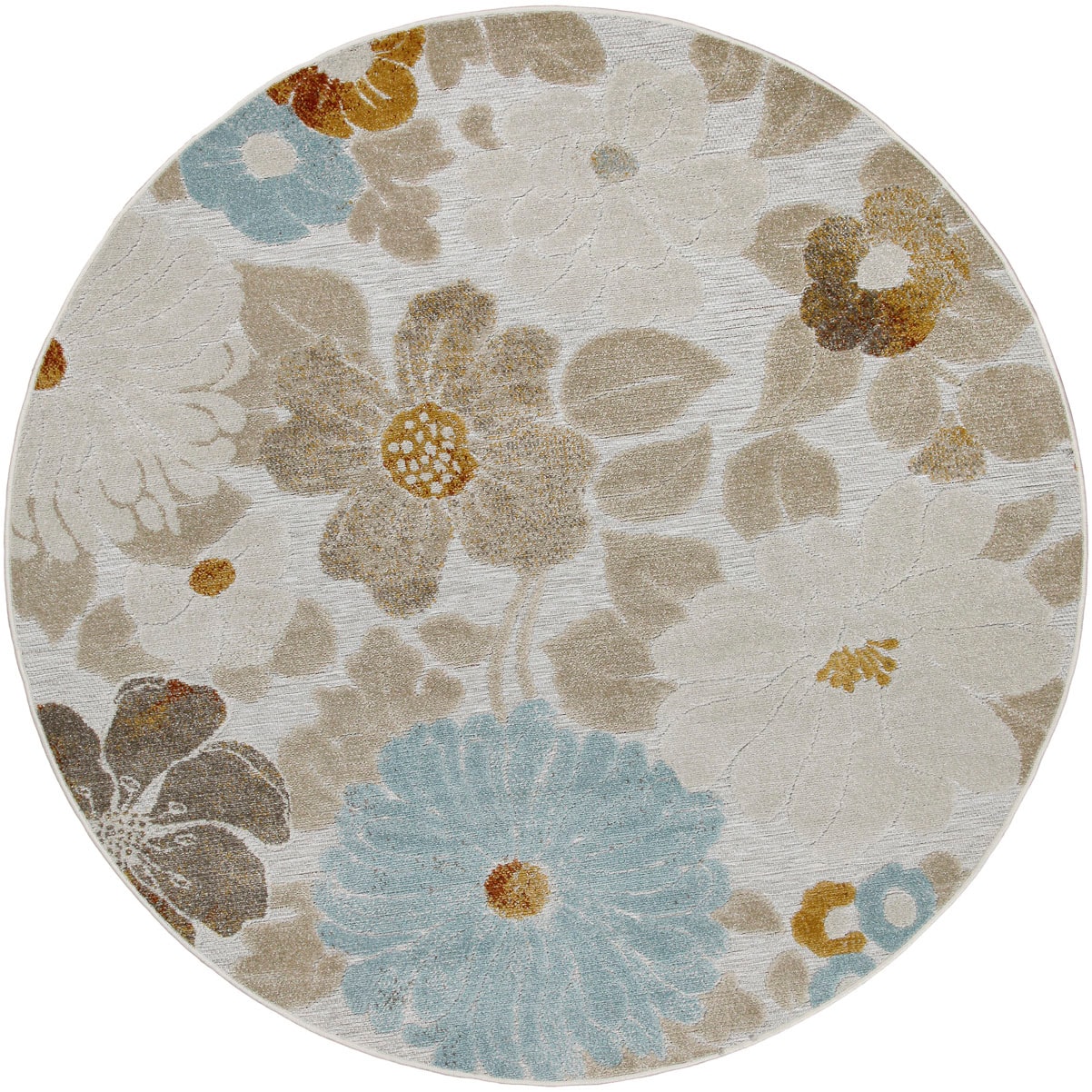 Wecon home Outdoorteppich »Beach Flower«, rund, 5 mm Höhe, für Innen & Aussen, strapazierfähig, pflegeleicht, Hoch-Tief Effekt