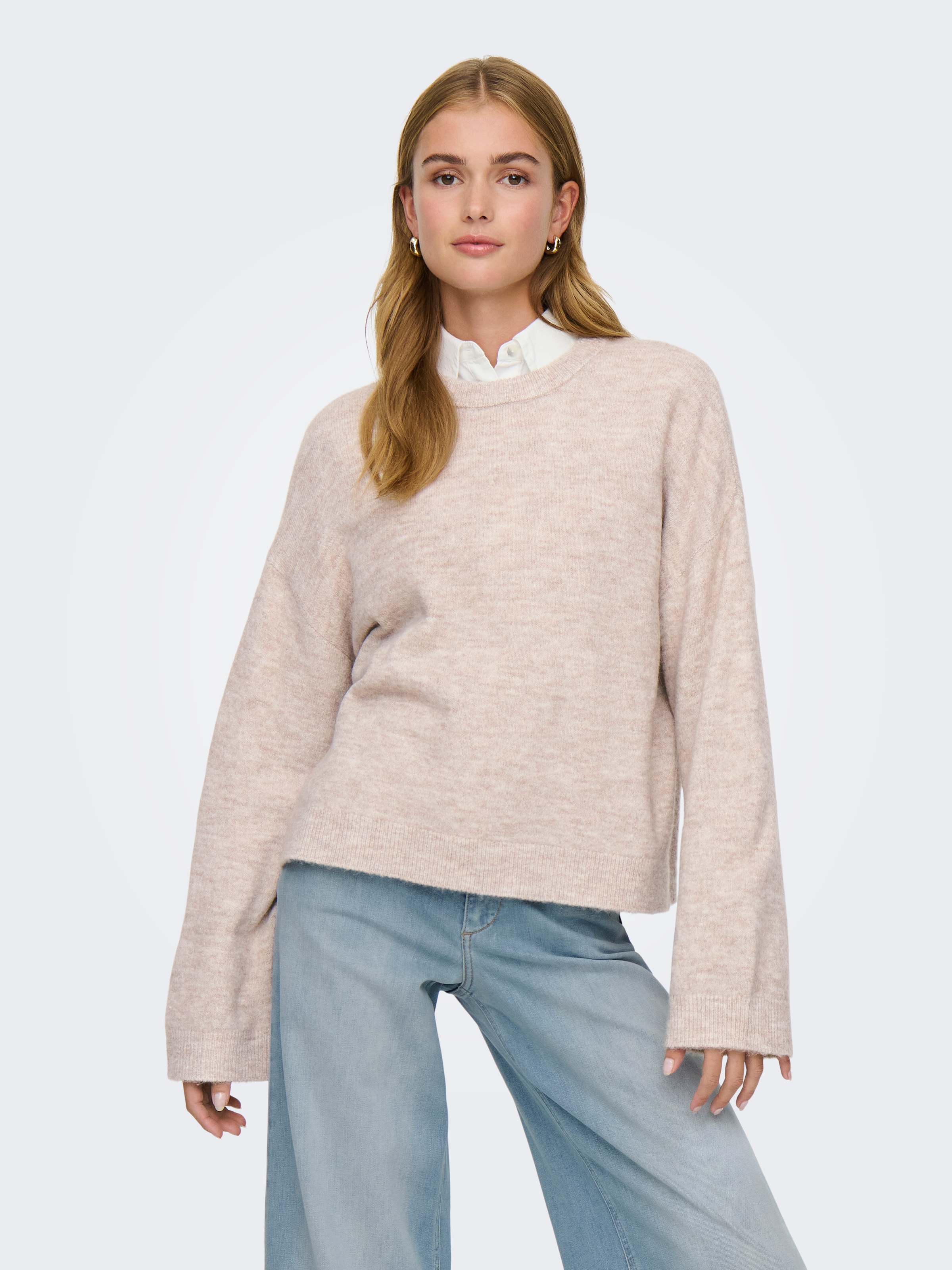 ONLY Pull à col rond »ONLSIMONI L/S O-NECK PULLOVER KNT NOOS« Materialmix, regular fit