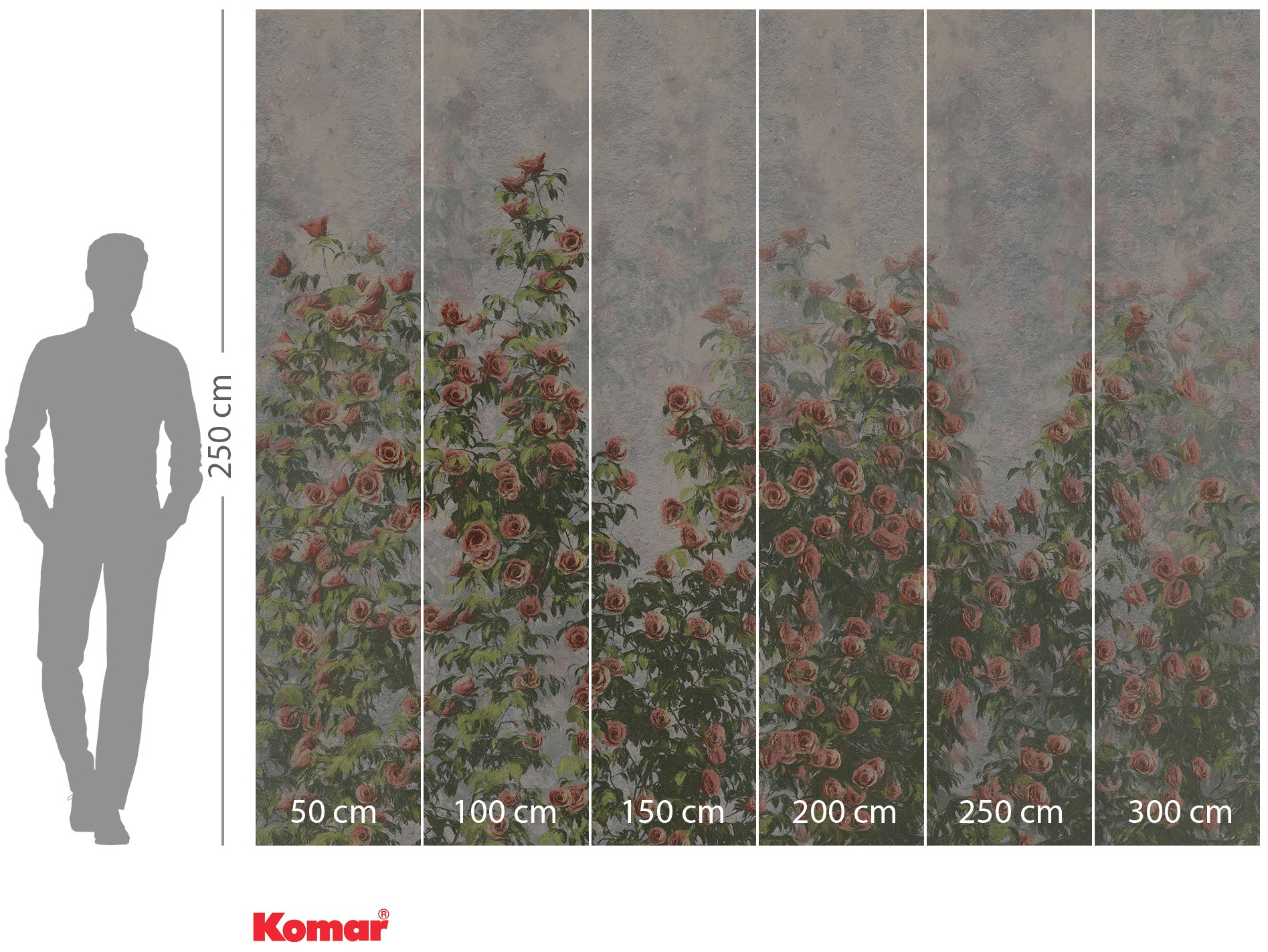 Komar Vliestapete »Digitaldruck Vlies -  Wall Roses - Grösse 300 x 250 cm« bedruckt glatt Wohnzimmer, Schlafzimmer
