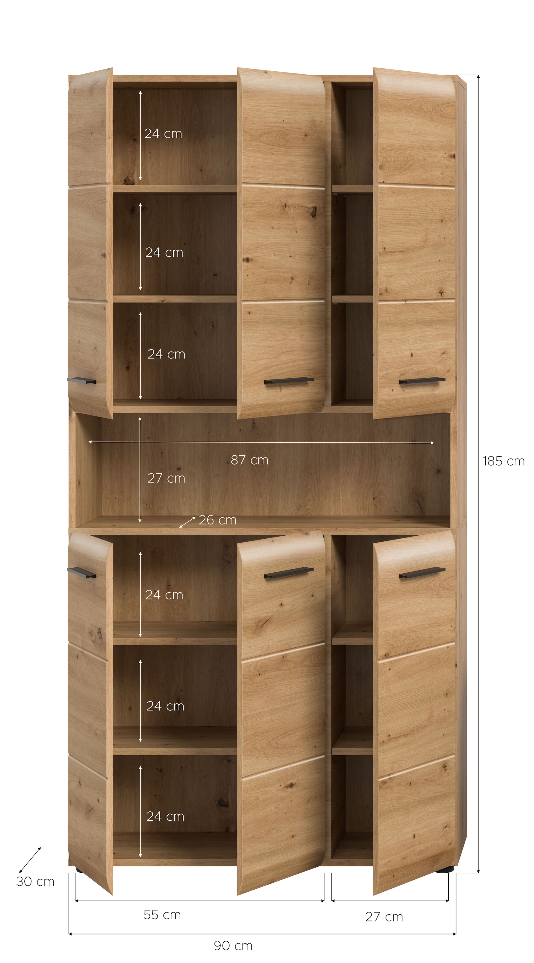 INOSIGN Stauraumschrank 1 Stk. tlg. Florenz, Mehrzweckschrank Artisan Oak NB, 185 cm Höhe, Bad