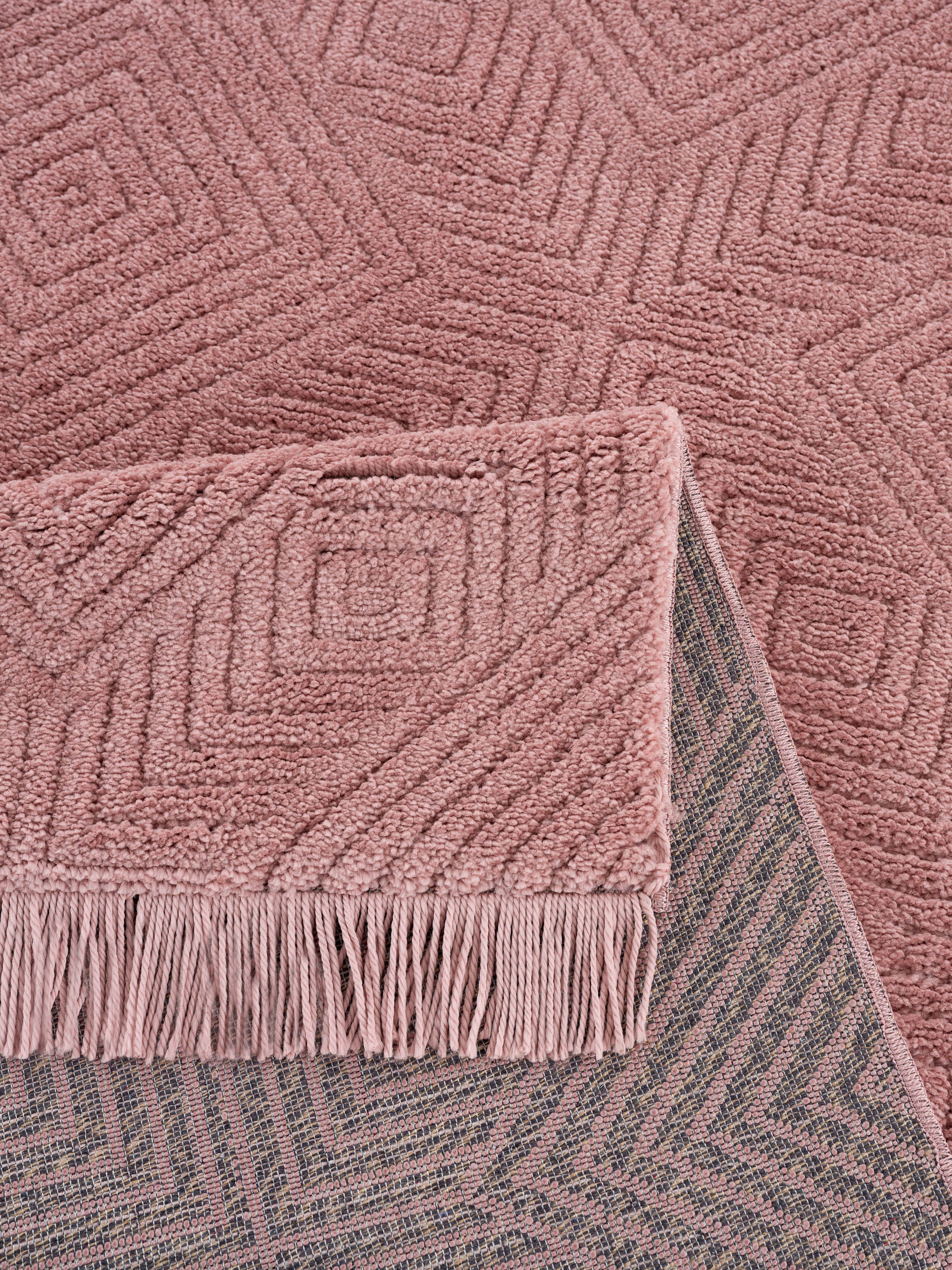 rechteckig, Teppich Wende- mit Fransen jetzt Boho, Design, im »Duchesse«, 3D-Effekt, kaufen Teppich Leonique grafisches