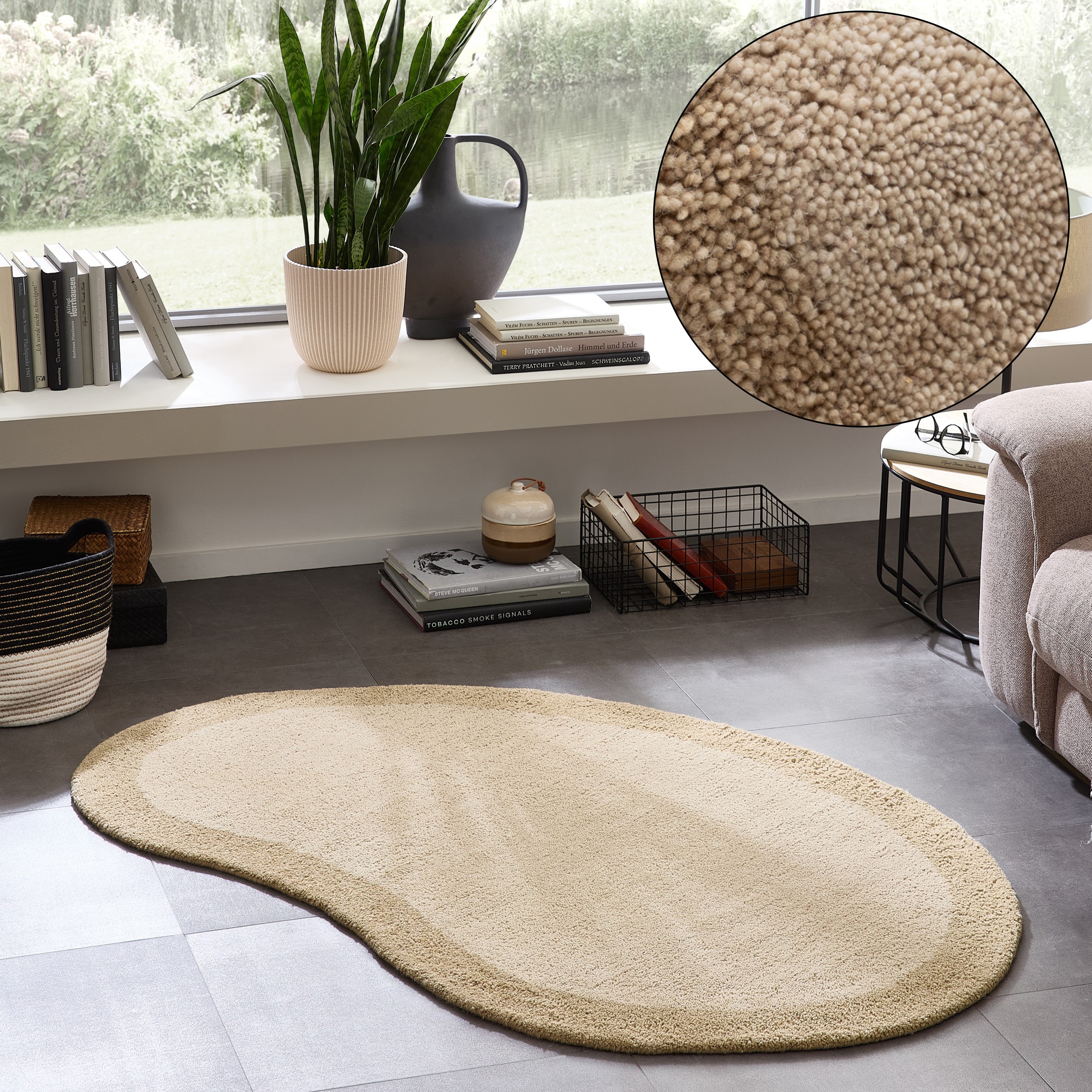 THEKO Tapis en laine »Gabbeh Super, Handweb, Teppich, Bordüre, reine Wolle« ovale 9 mm Höhe Schlafzimmer, Wohnzimmer, Esszimmer, auch als Läufer, eckig oder rund