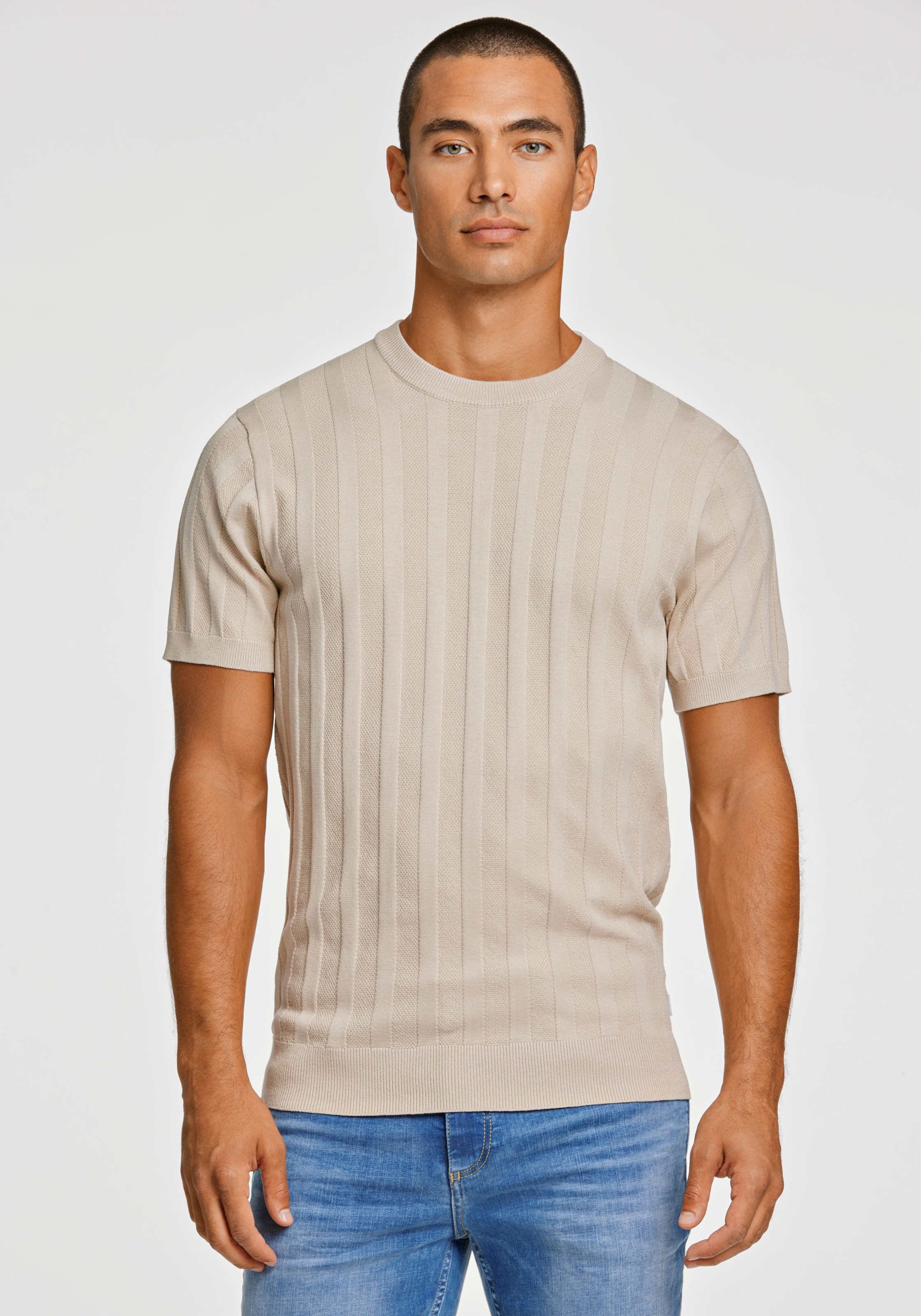 Image of LINDBERGH Kurzarmpullover mit Struktur-Muster