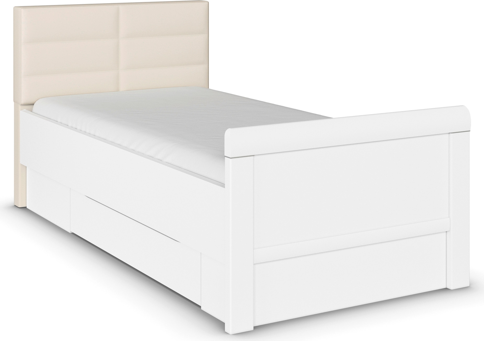 rauch Stauraumbett »Bett Einzelbett Stollenbett Bettkästen EVELYN« in Komforthöhe mit Polsterkopfteil sowie Schubladen MADE IN GERMANY