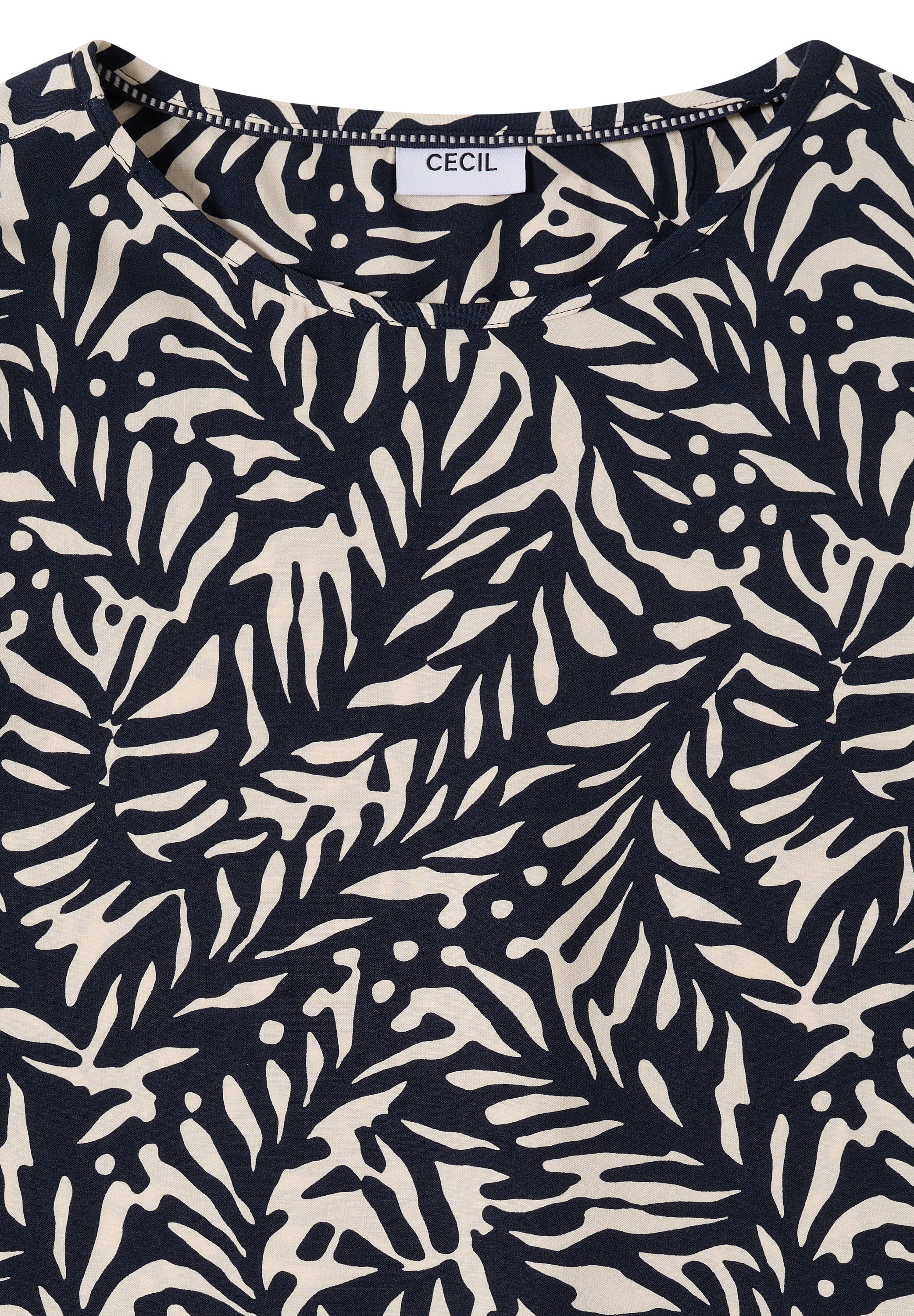 Cecil Blouse à manches longues mit Allover-Muster und aus reiner Viskose