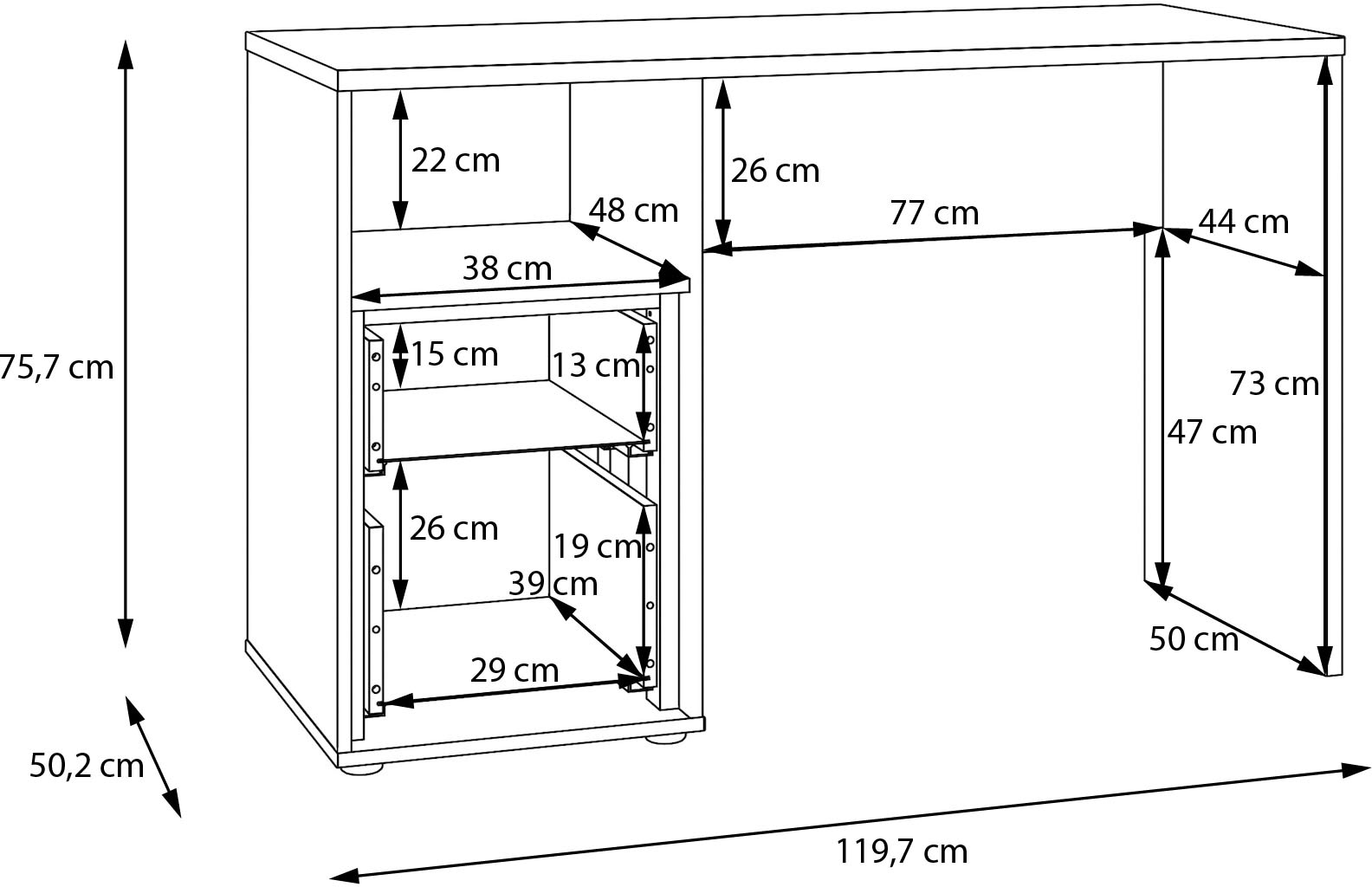 FORTE Schreibtisch B/H/T 119,7/75,7/50,2