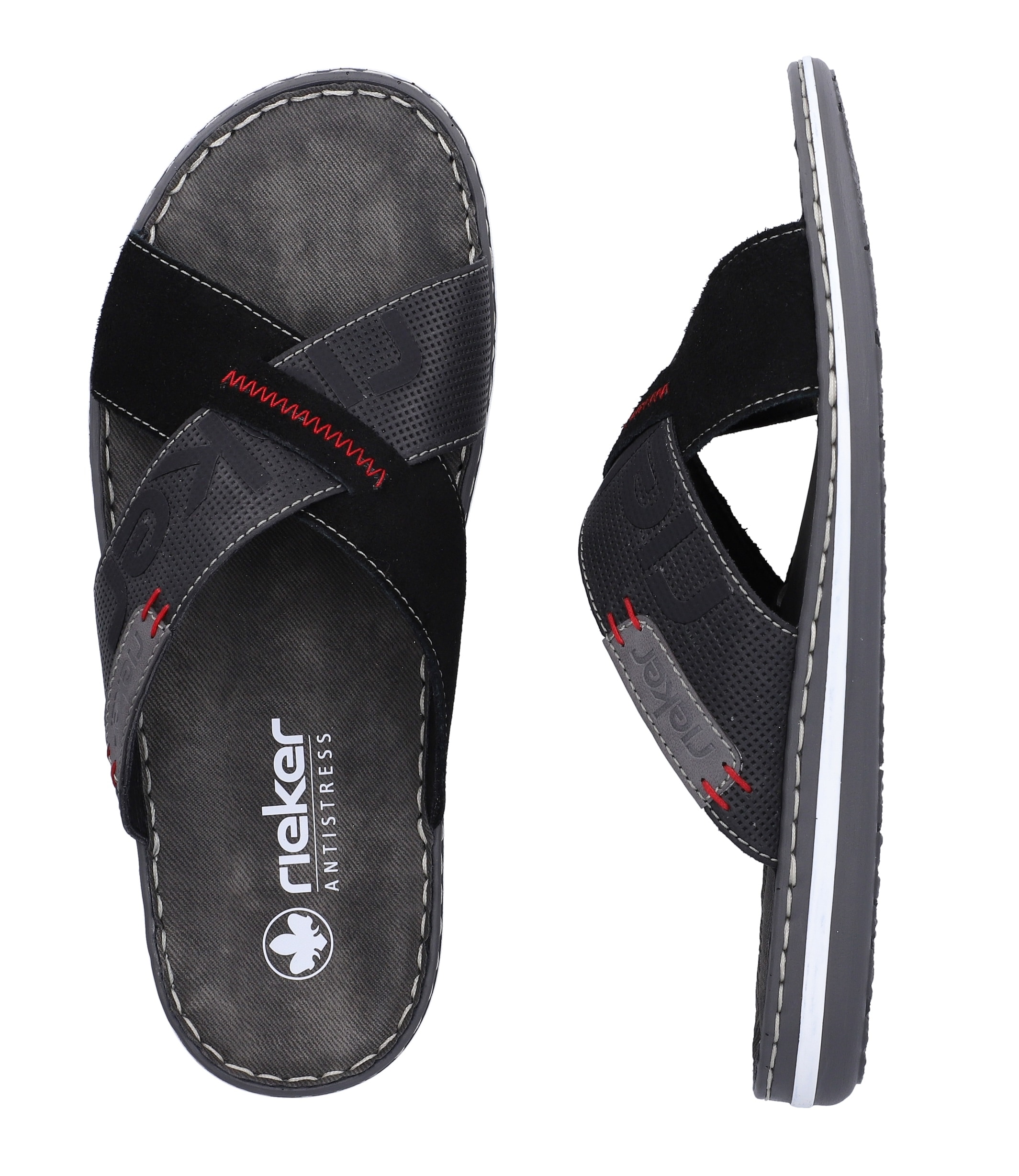 Rieker Pantolette  chaussure d'été, mule, poolslides, avec surpiqûres contrastées