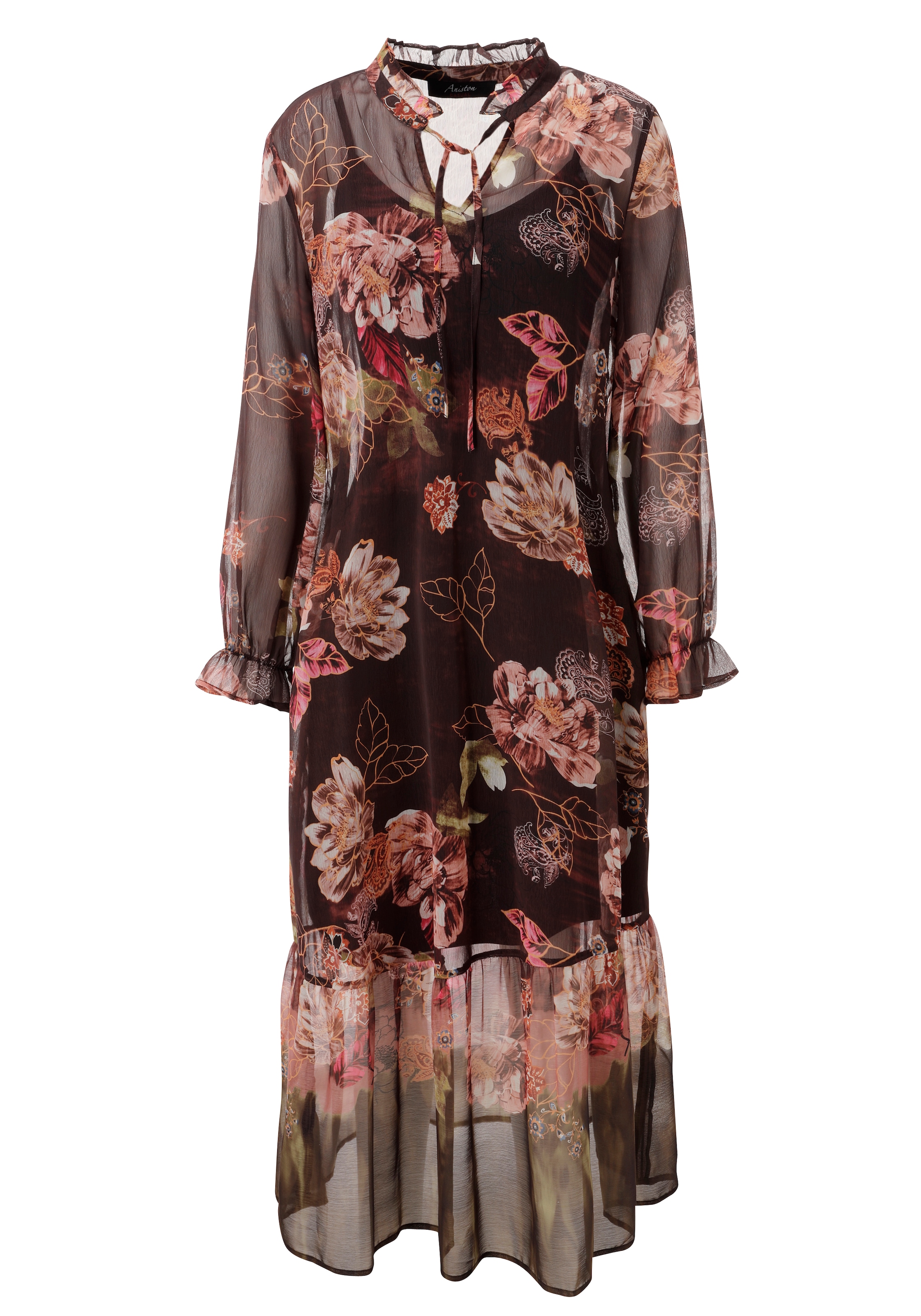 Aniston CASUAL Robe chemisier avec grand imprimé floral coloré - NOUVELLE COLLECTION