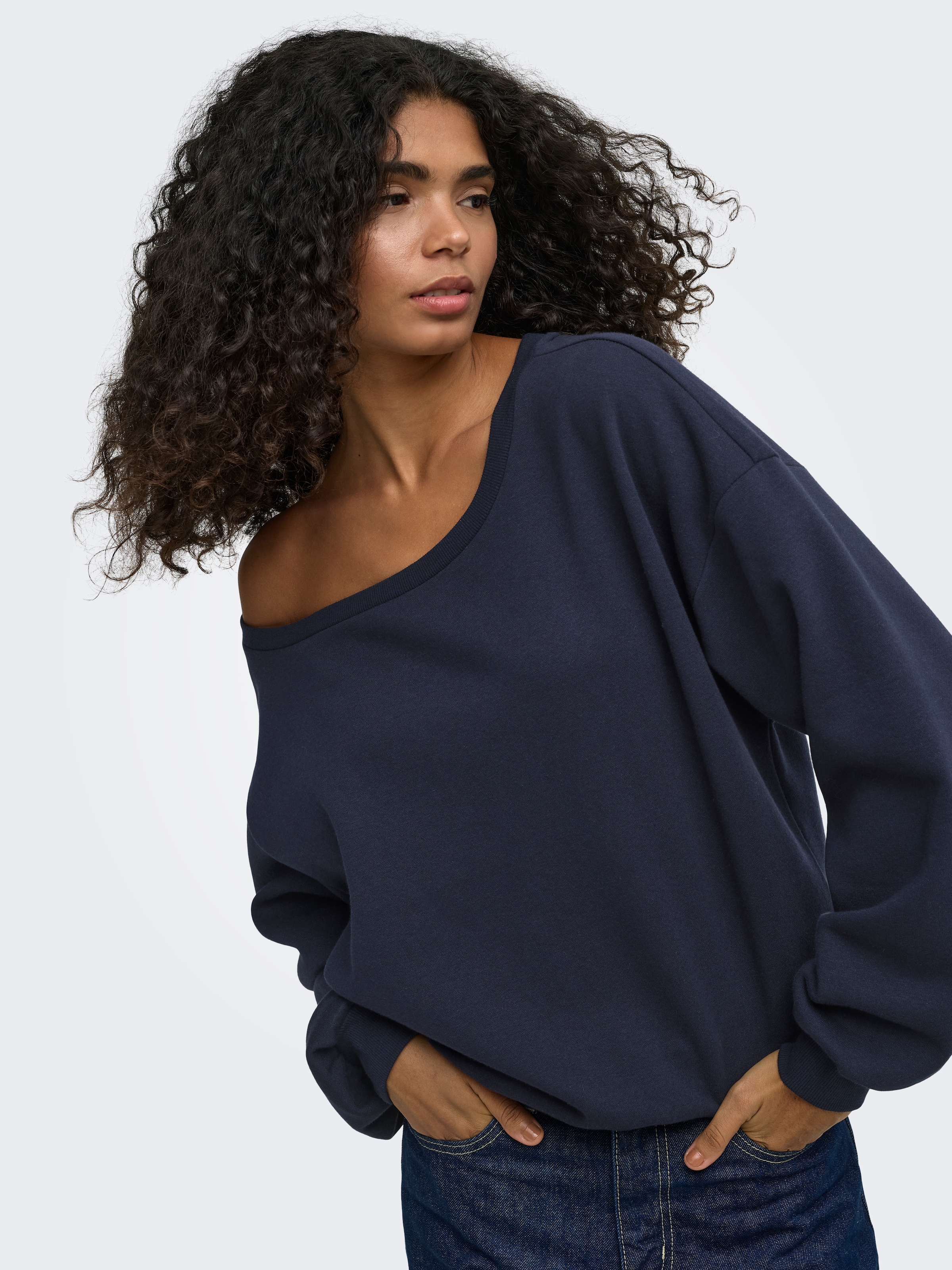 ONLY Sweatshirt »ONLRHINA L/S ONE SHOULDER NOOS SWT«, Baumwollmischung, oversize
