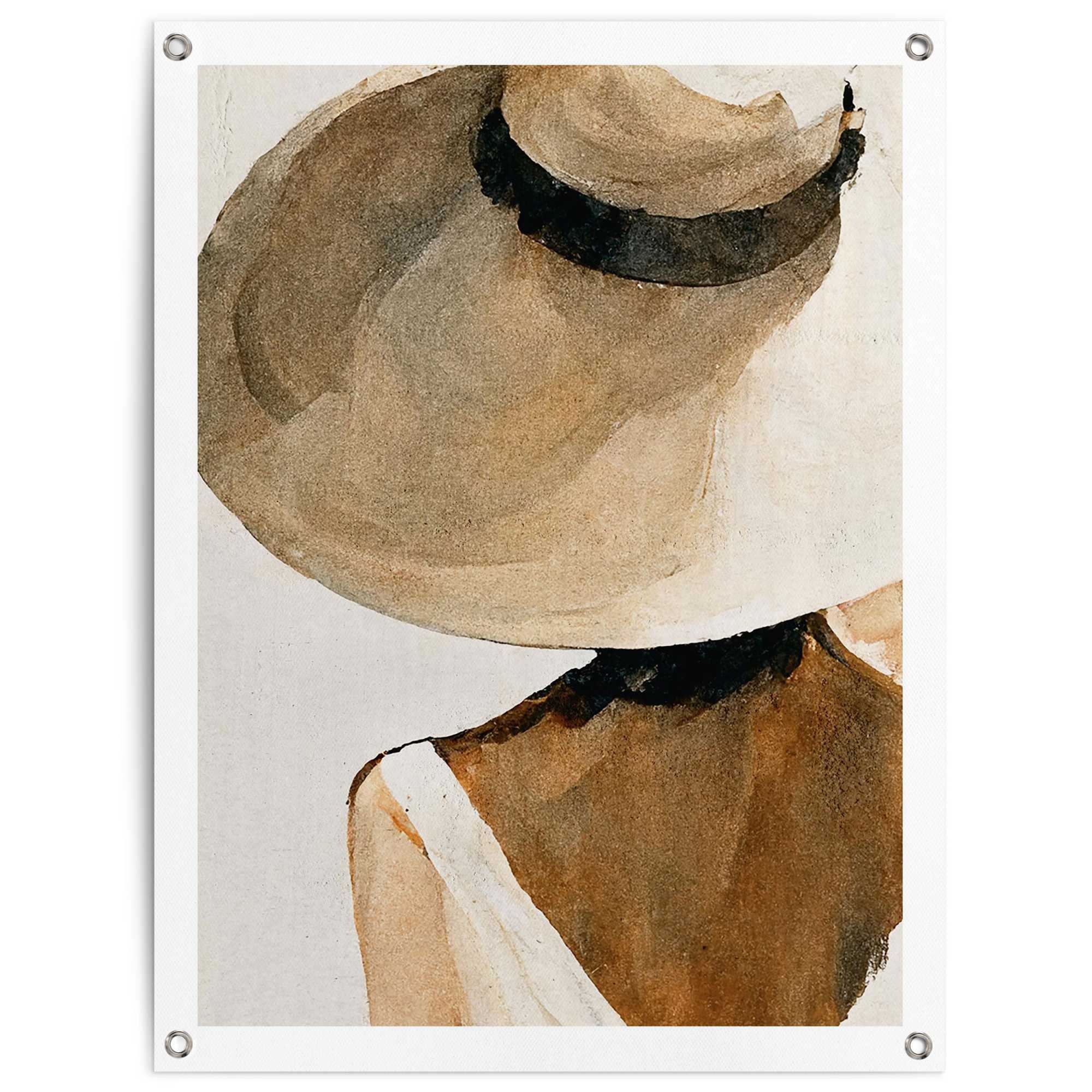 Image of Reinders Poster "Summer Shades" Garten - Frau - Strohhut - Beige - Leinwand - Menschen - 60x80 cm
