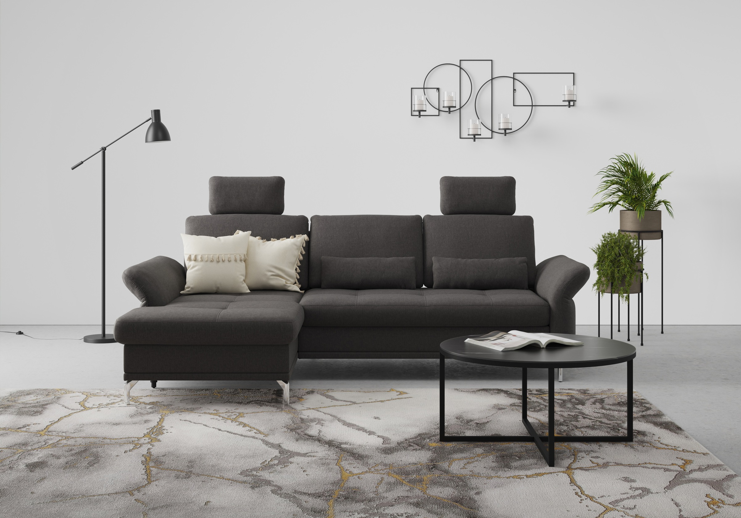 Home affaire Ecksofa »Palm Beach L-Form« Federkern, mit Sitztiefenverstellung, wahlweise mit Bettfunktion