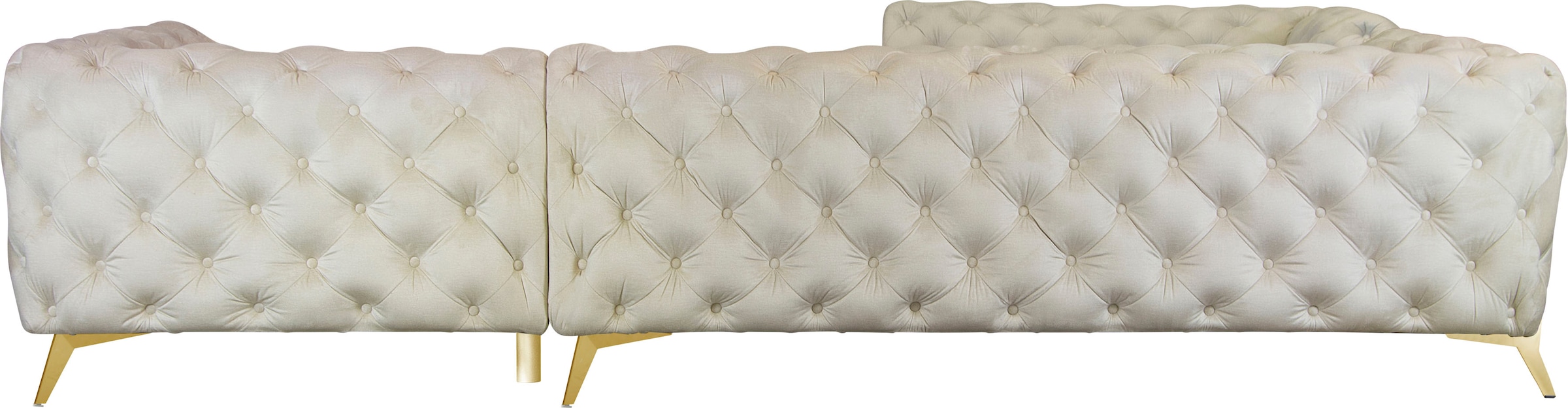 Leonique Chesterfield-Sofa »Amaury L-Form«, grosses Ecksofa, Chesterfield-Optik, Breite 323 cm, Fussfarbe wählbar