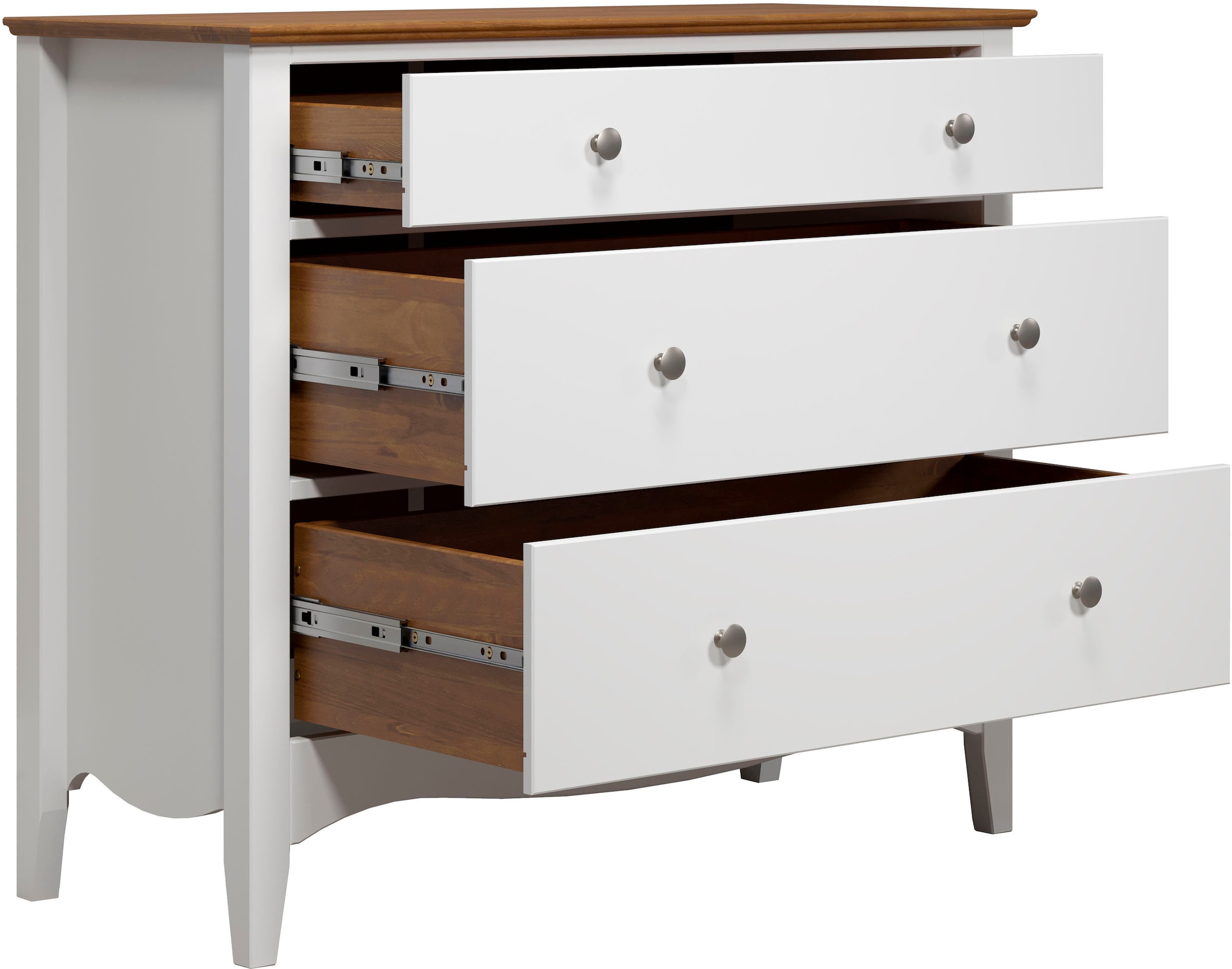 INTER-FURN Kommode »Lissabon«, Kiefer teilmassiv, 3 Schubkästen, Metallgriffe, B/H/T: 100/86/42 cm