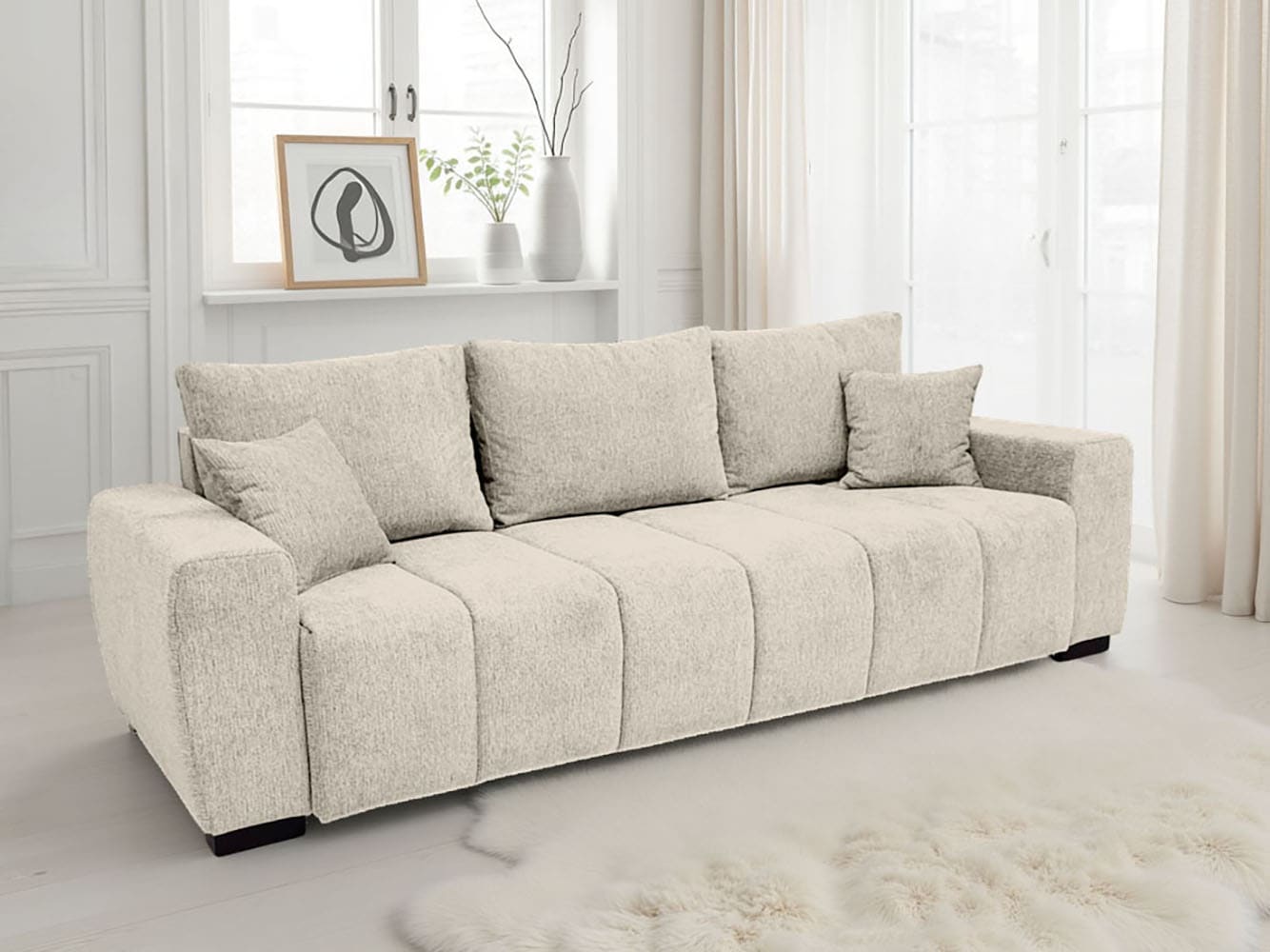Image of Home affaire Schlafsofa "Bello, B: 239 cm, Liegefl. 142x194 cm" Bettfunktion, Bettkasten & 2 Zierkissen, Federkern