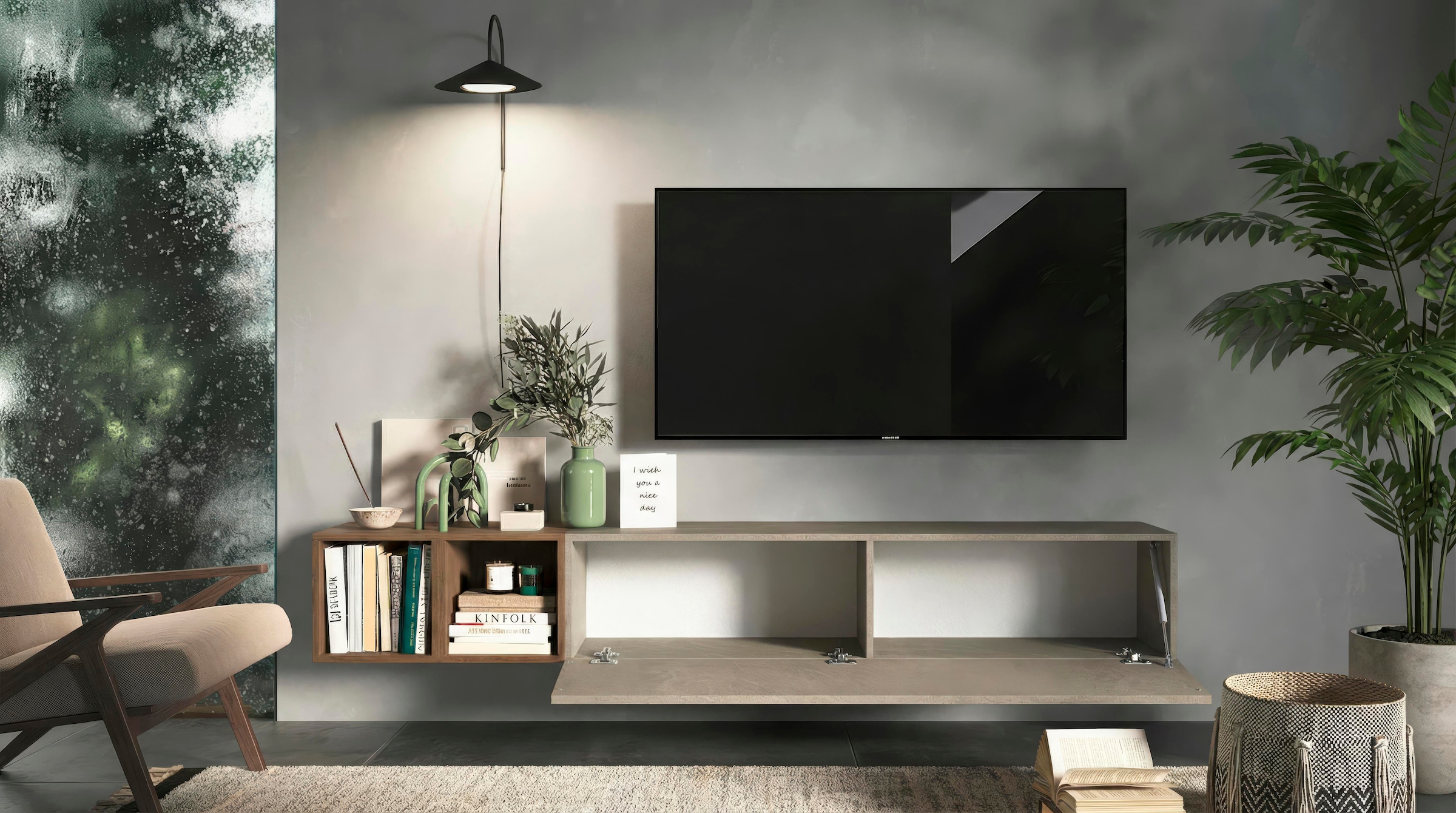 Home affaire Meuble mural »Infinity, 2tlg. Breite 194 cm, Höhe variabel, Wohnwand« Spar-Set, 2 cuis tlg.