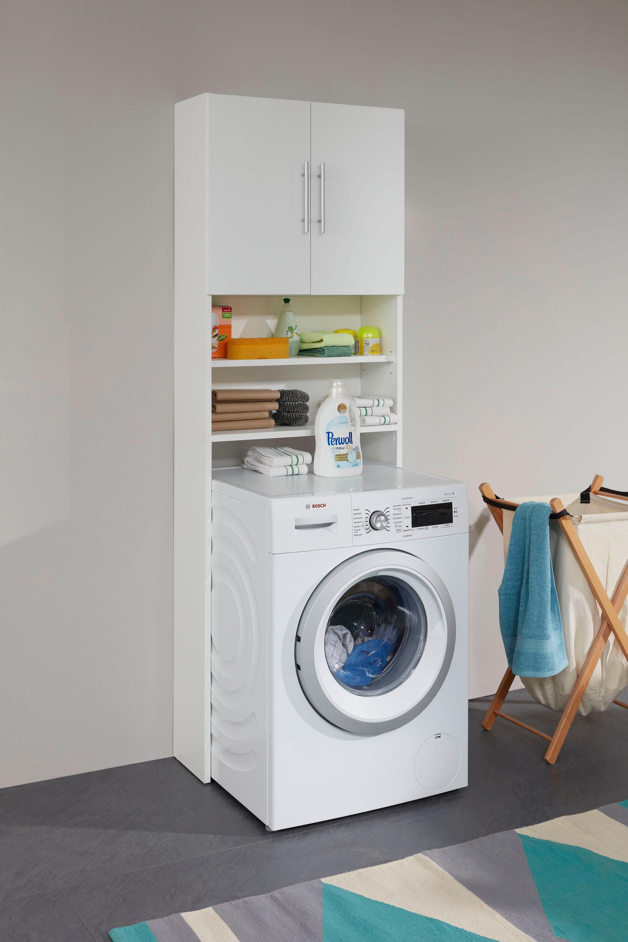 INOSIGN Waschmaschinenumbauschrank »Banta«, Waschmaschinenschrank im zeitlosen Weiss - Masse (B/T/H) 64/25/190 cm