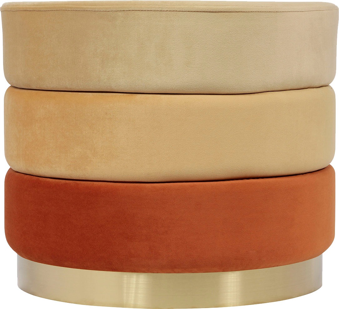 Image of Kayoom Polsterhocker "Hocker Matilda 325, Edler Touch durch goldenen Sockel" 1 Stk. tlg. Samtbezug, farbig geschichtete Polsterung, goldener Sockel