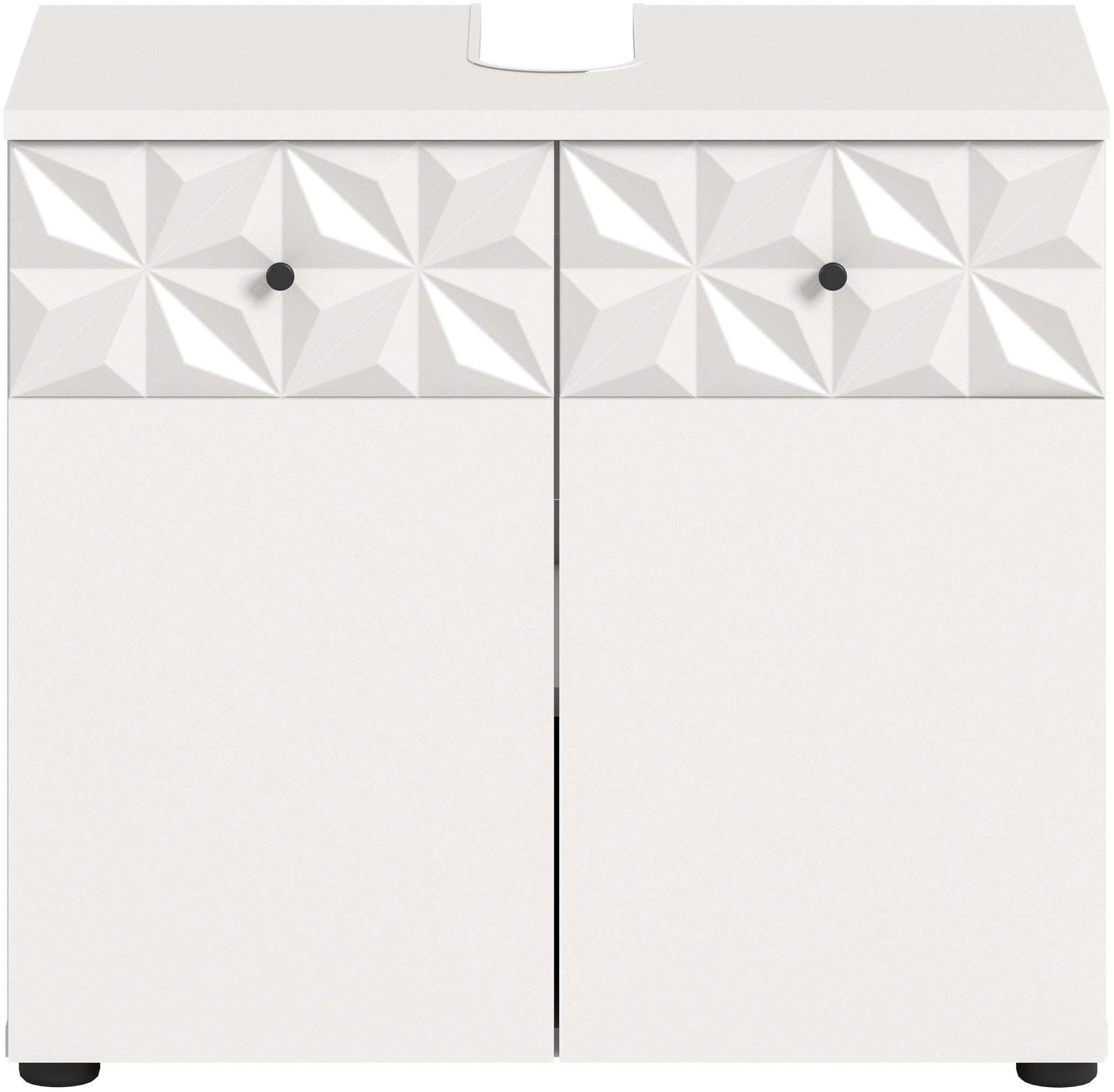 welltime Waschbeckenunterschrank »VICENZA, TOPSELLER!, Breite 60cm, mit Ornamentabsetzung« WBU, Unterschrank, Badschrank, Badunterschrank, Waschbeckenschrank