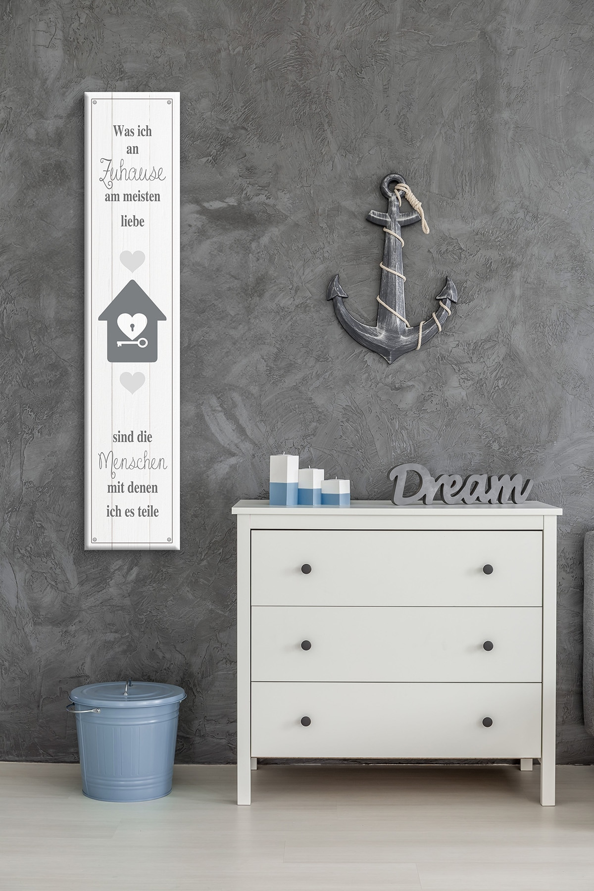 Bönninghoff Leinwandbild »Wandbild ZUHAUSE 25x120 cm – Leinwandbild Keilrahmen Deko modern« Herz | Sprüche & Texte 1 Stk. tlg. auf Keilrahmen gespannt