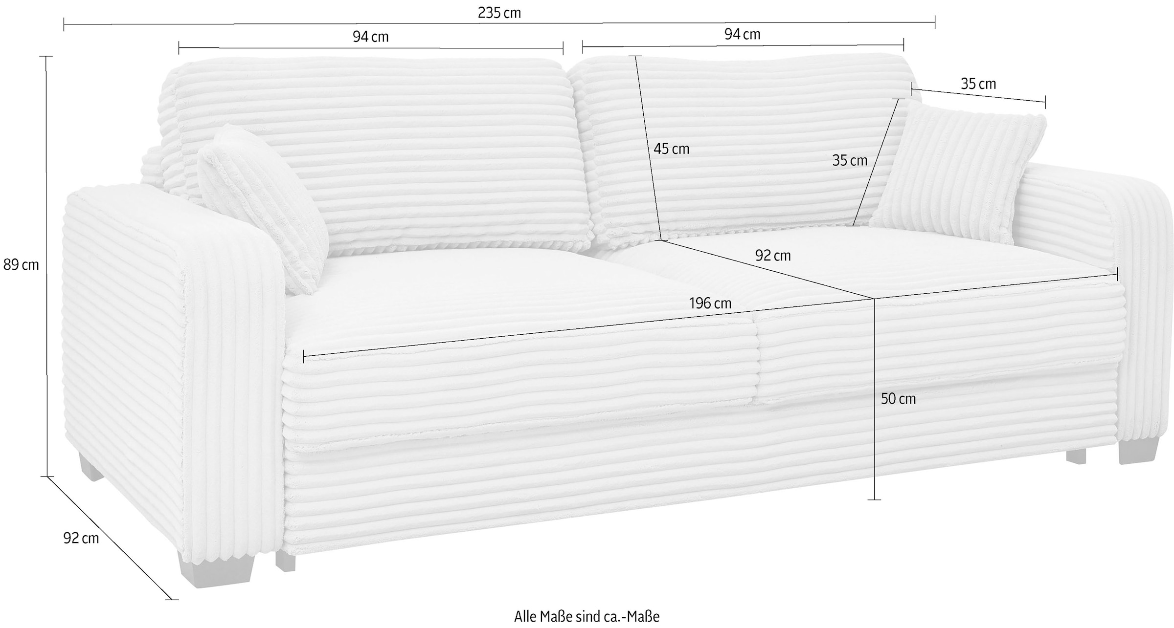 ED EXCITING DESIGN Schlafsofa »Carrara«, mit Bettkasten & 2 Zierkissen
