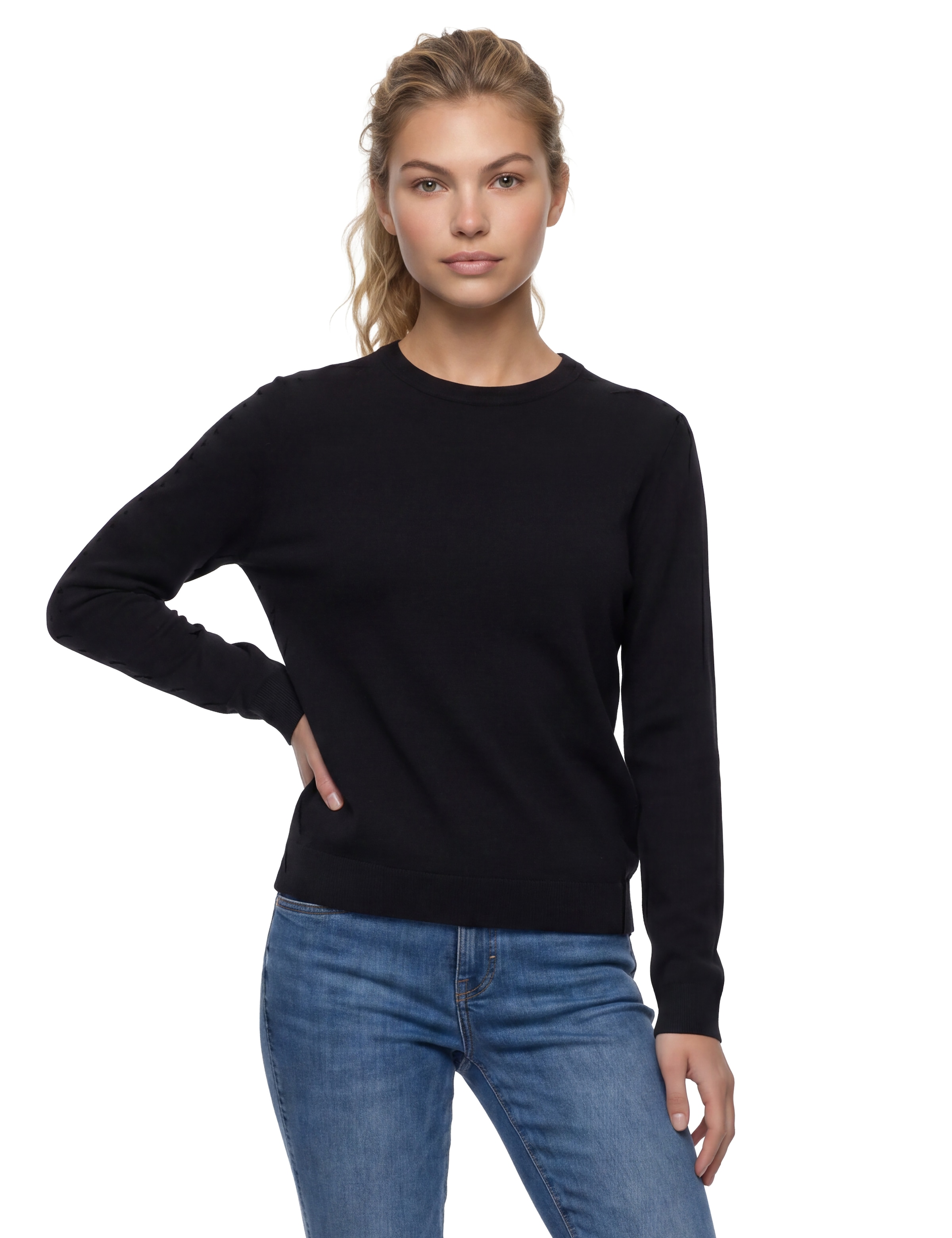 Guess Strickpullover reine Wolle, Regular Fit, Rundhalsausschnitt