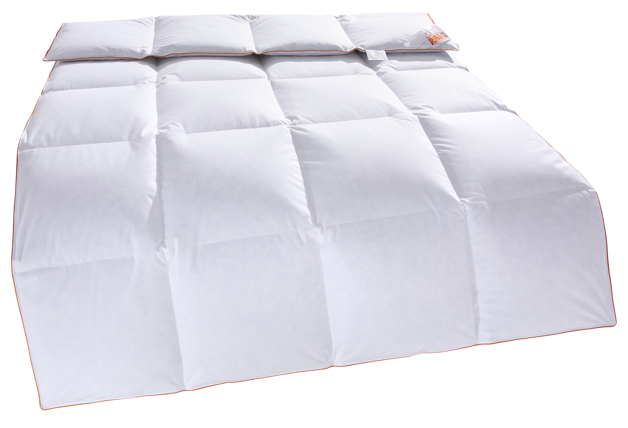 RIBECO Daunenbettdecke »Richard, Bettdecken für Sommer oder Winter, Made in Germany«, warm, Füllung 90% Daune & 10% Federn, Bezug Baumwolle, (1 St.), Bettdecke 135x200 cm, 155x220 cm und weitere Grössen, Decke